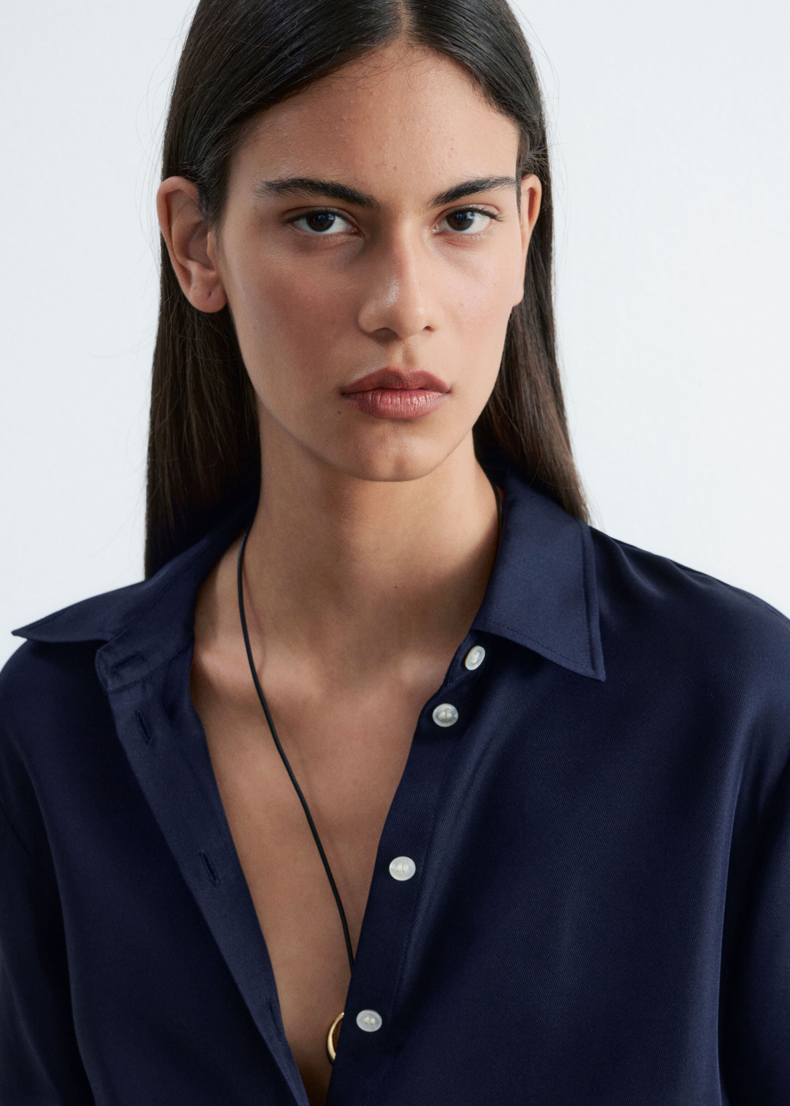 Relaxed Silk Shirt - Dark Blue - Still Life