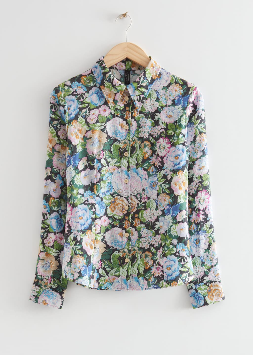 Printed '70s Style Shirt - Floral Blue - Still Life