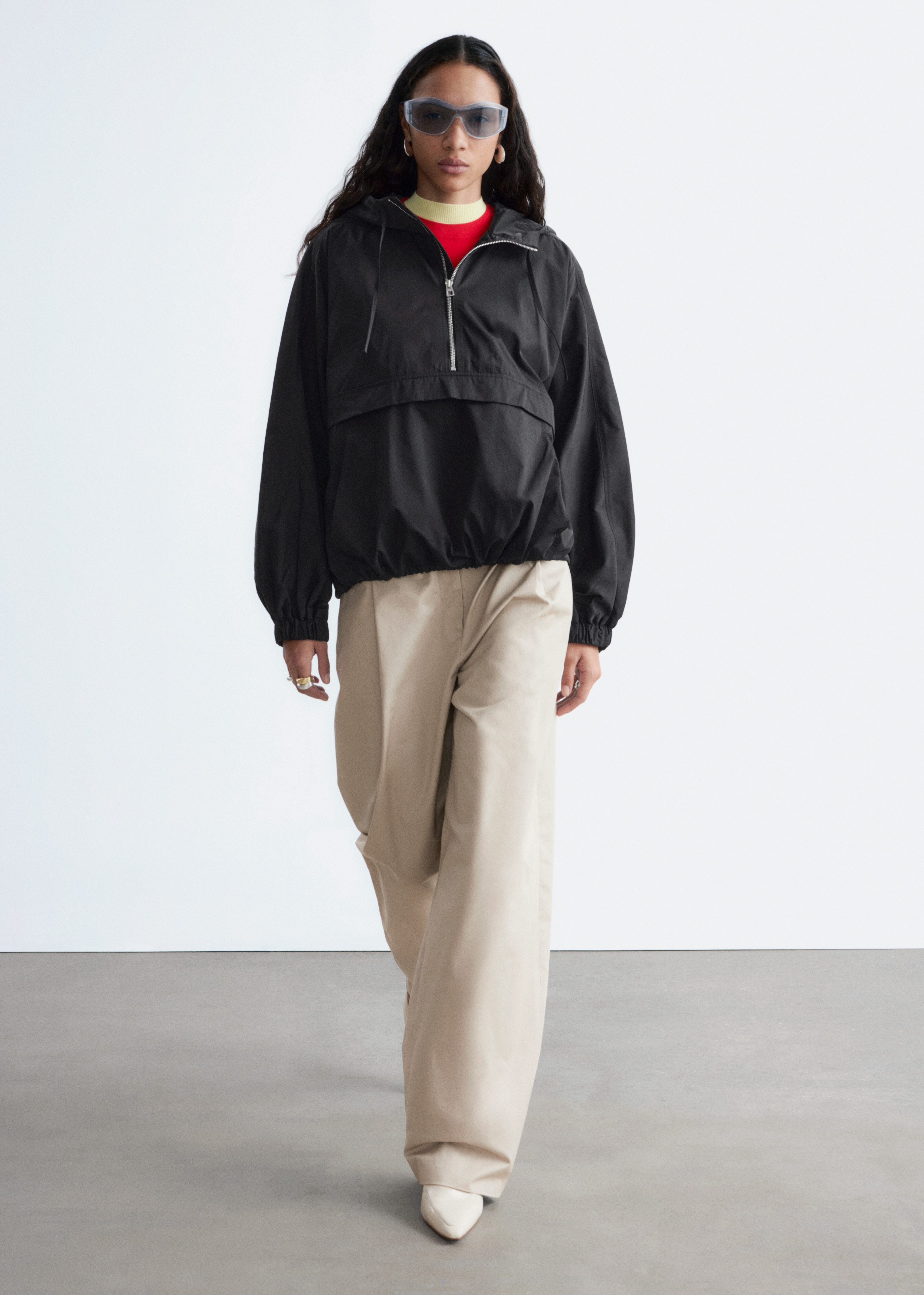 Anorak med huva - Svart/Orange