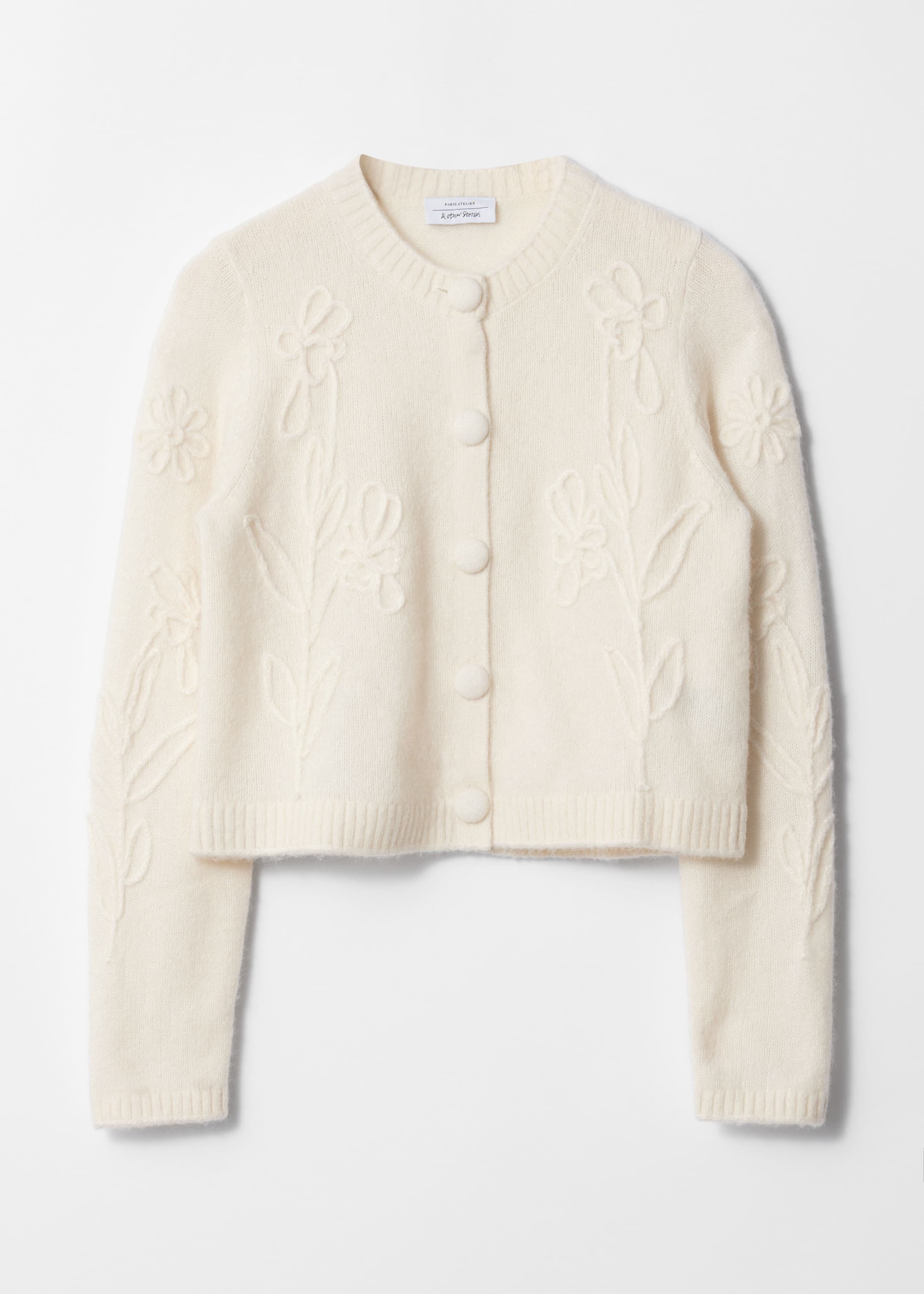 Größeres Bild ansehen: Strickjacke mit Blumenapplikation - Elfenbein - Ladies | H&M DE 1