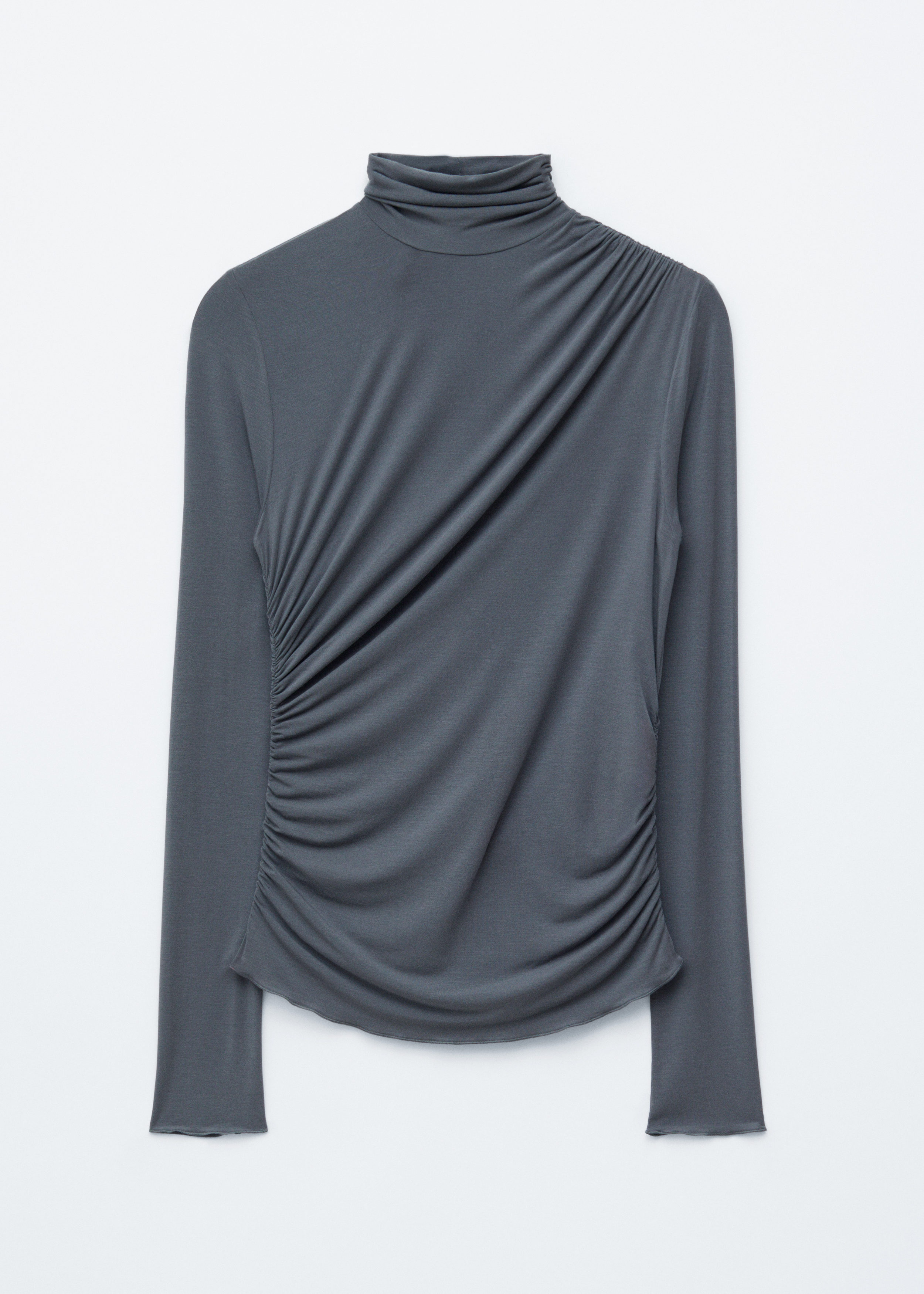 Draped Turtleneck Top - Dark Grey - & Other Stories GB