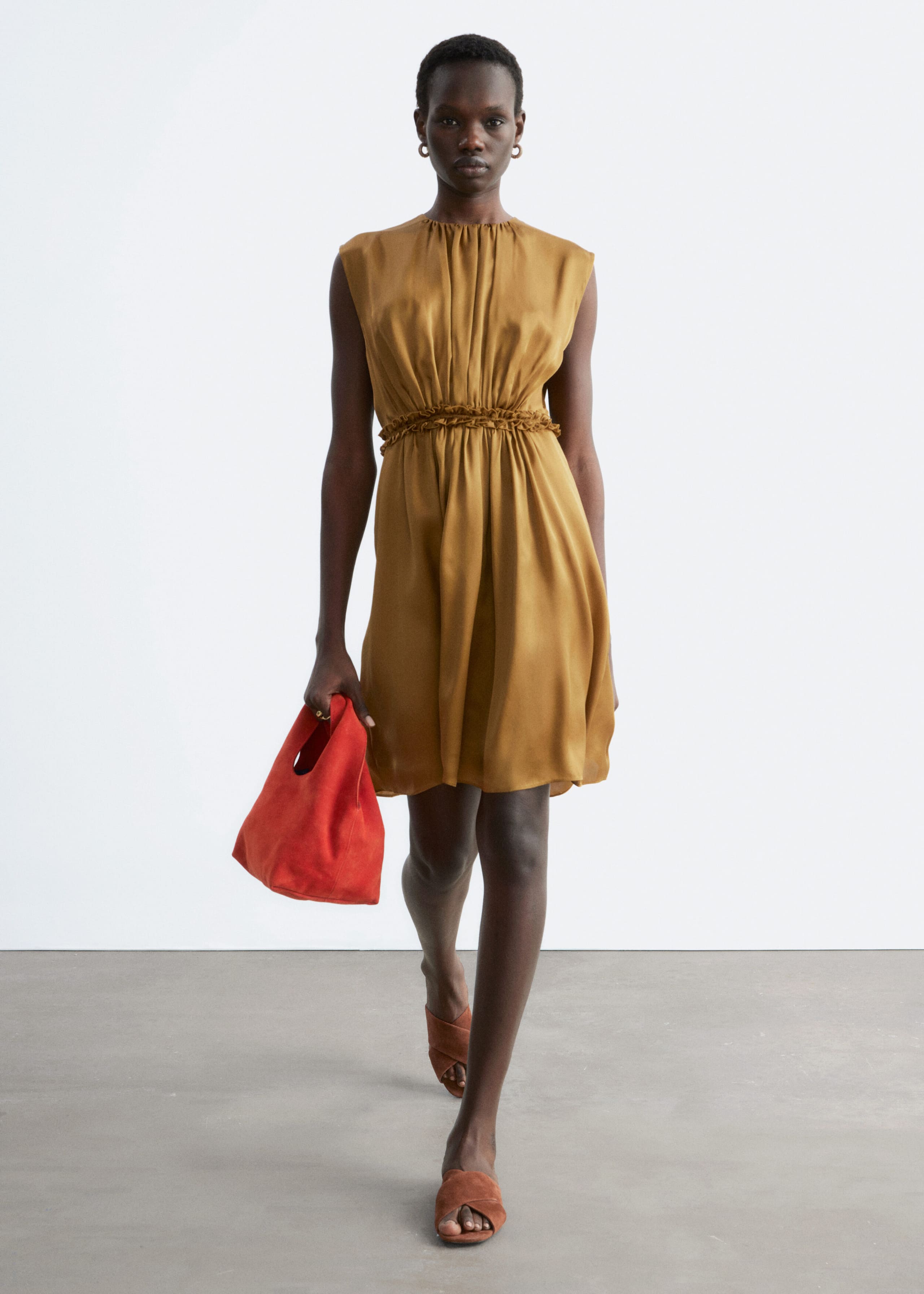 Gathered Silk Mini Dress - White - Lookbook