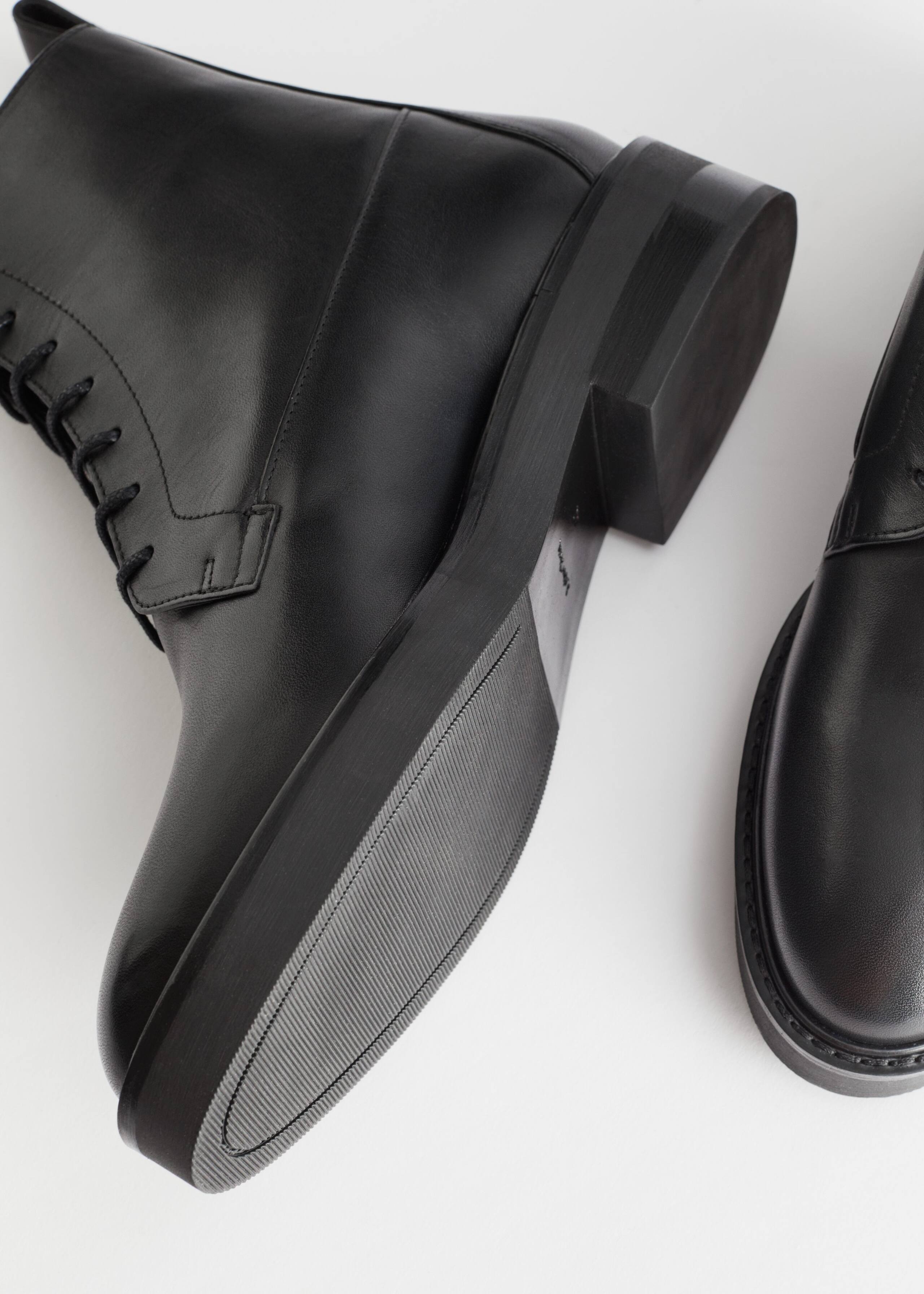 Lace-Up Leather Boots - {{variantName}} - Descriptive Detail