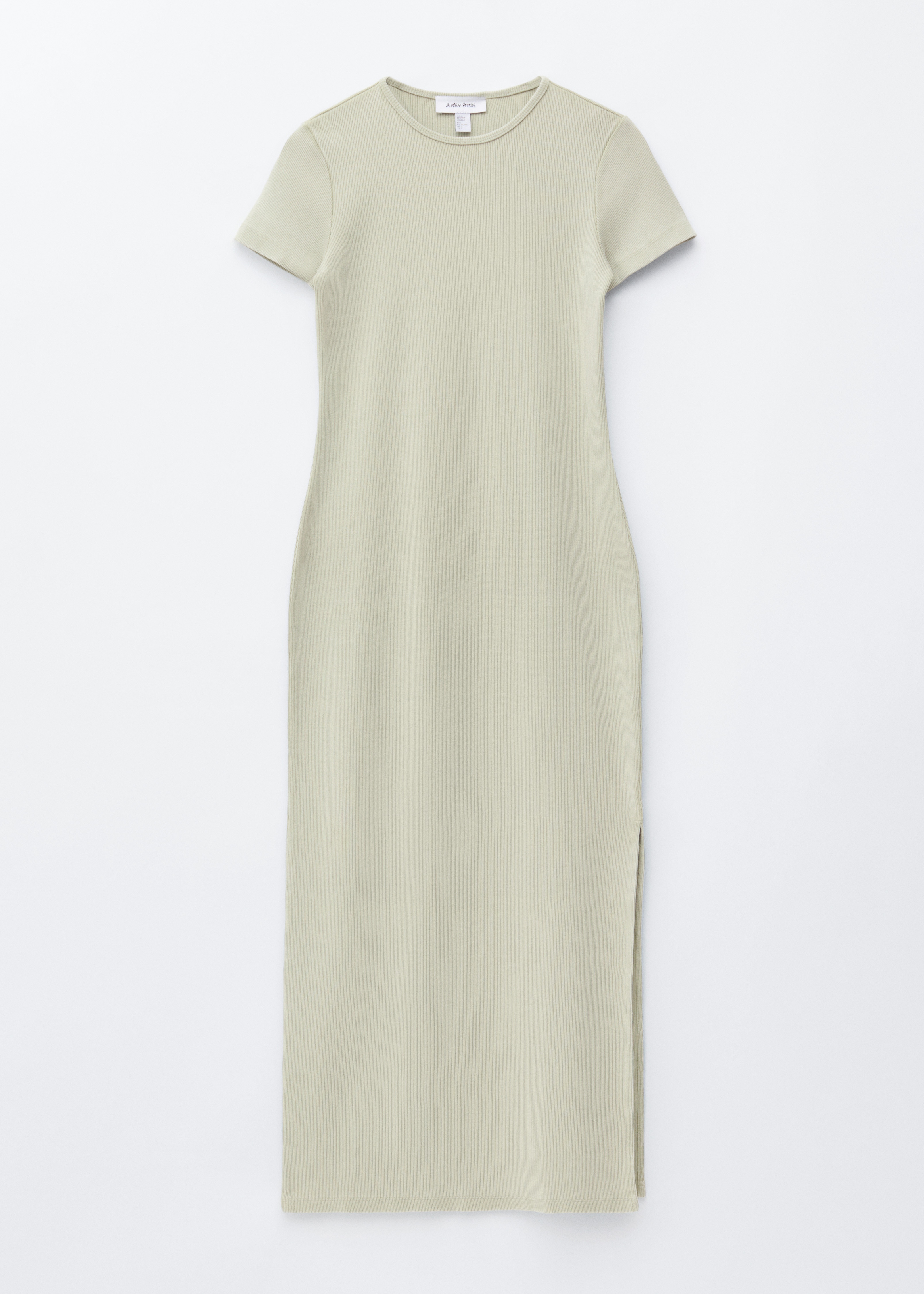 Midikjole i jersey - Støvet salviegrøn/Sort