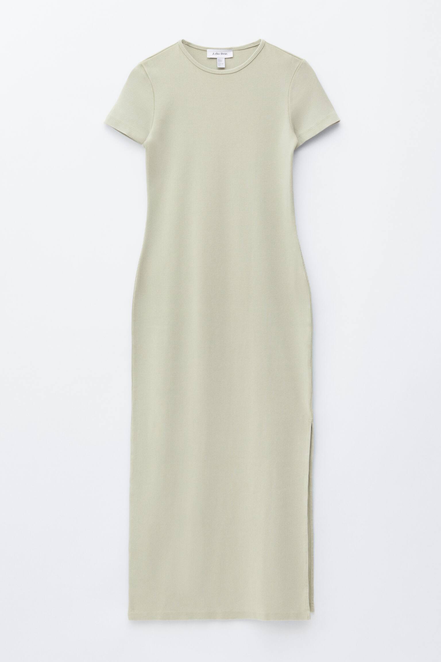 Vestido midi de malha jersey - Verde sálvia acinzentado/Preto