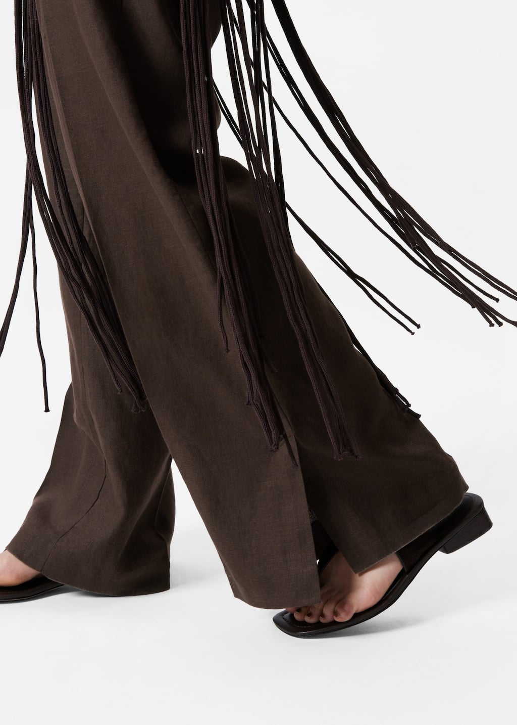Pantalones sastre de lino - Marrón oscuro - Lookbook