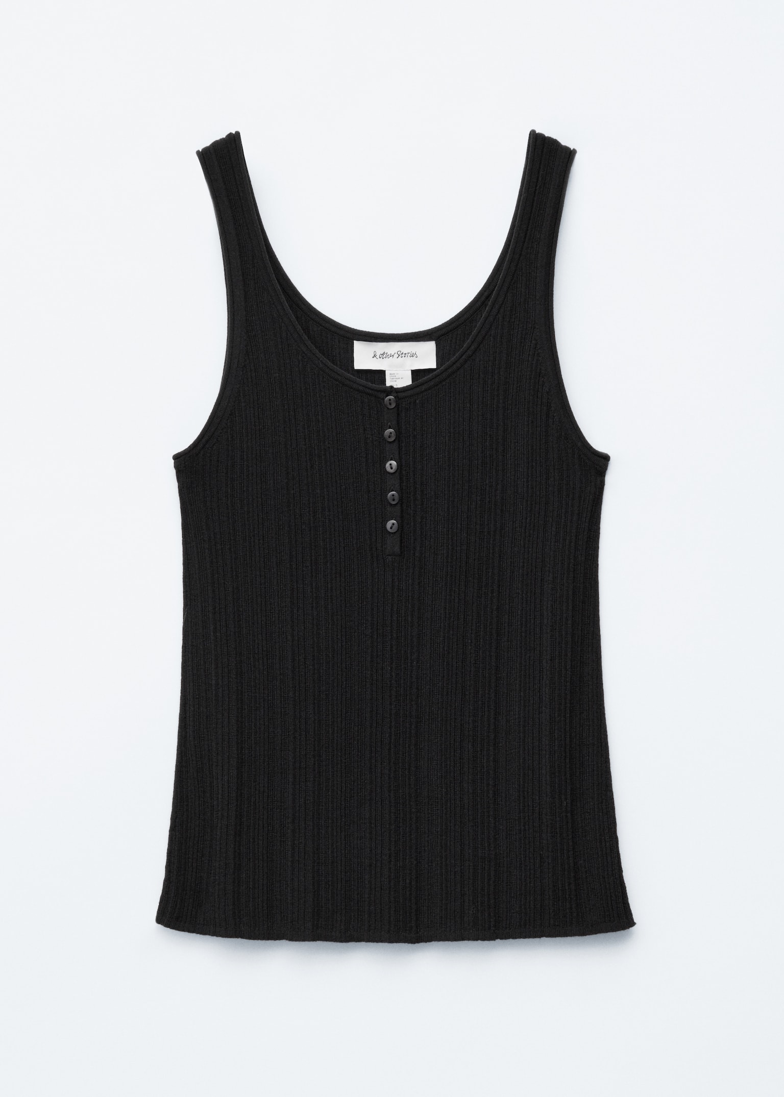 Scoop-Neck Rib-Knit Tank Top - Black/Olive Brown/Dark Brown - 2