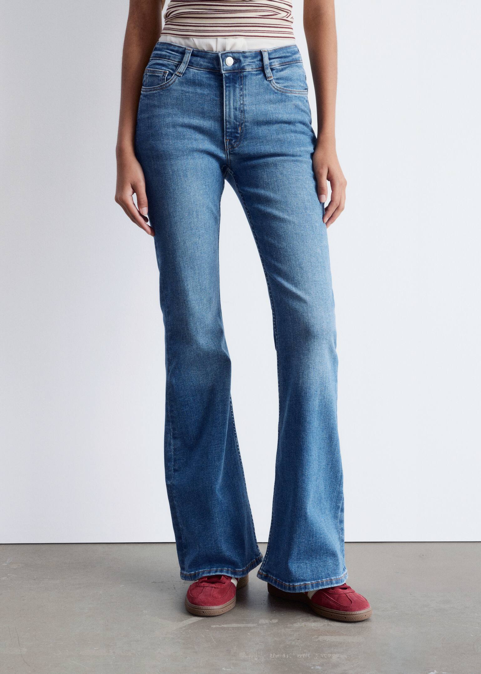 Jean bootcut slim taille basse - Bleu moyen/Bleu foncé - 8
