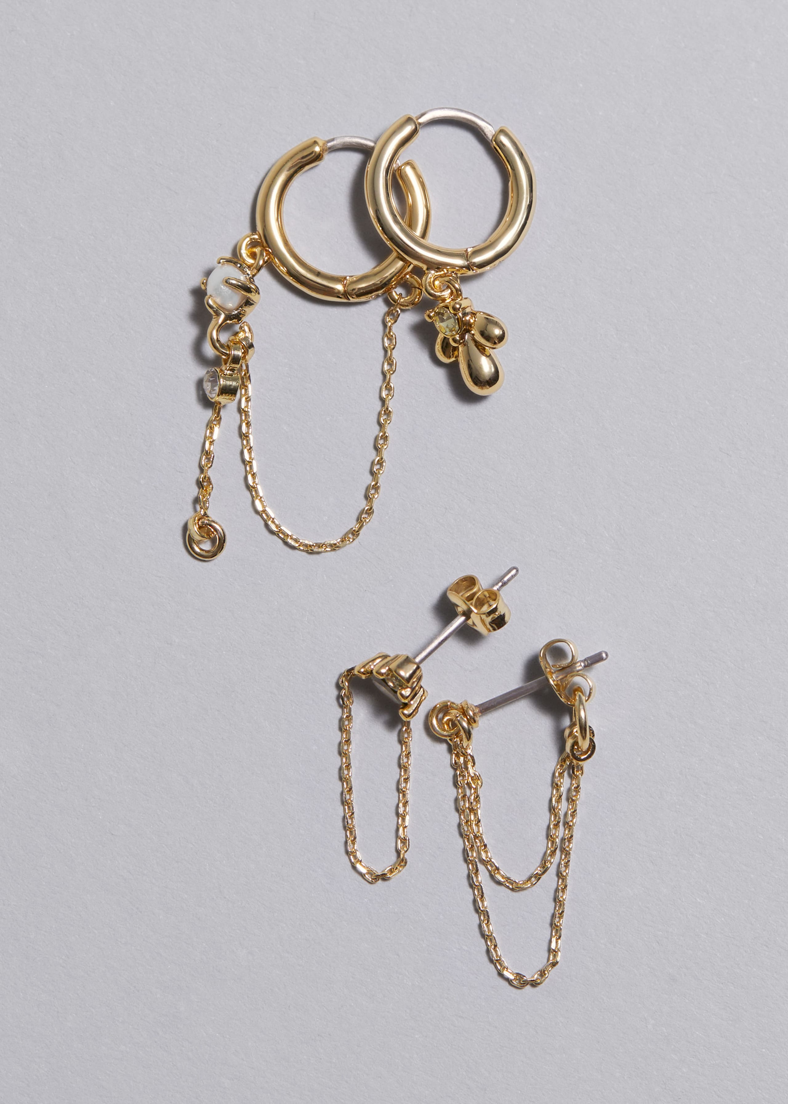 Embellished Earrings Set - Gold - Still Life