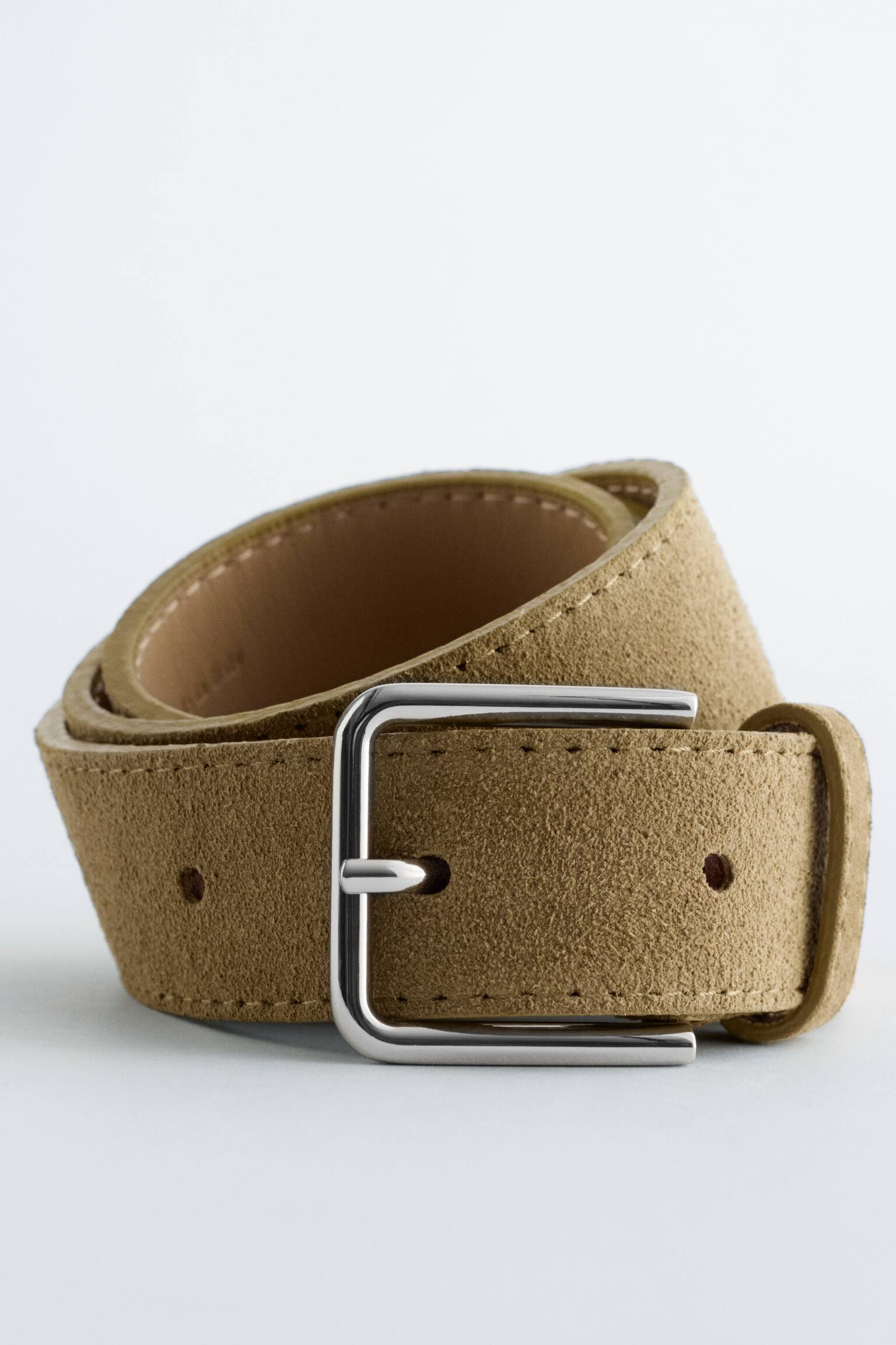 Kožený opasok - Tmavá béžová/Čierna - 2