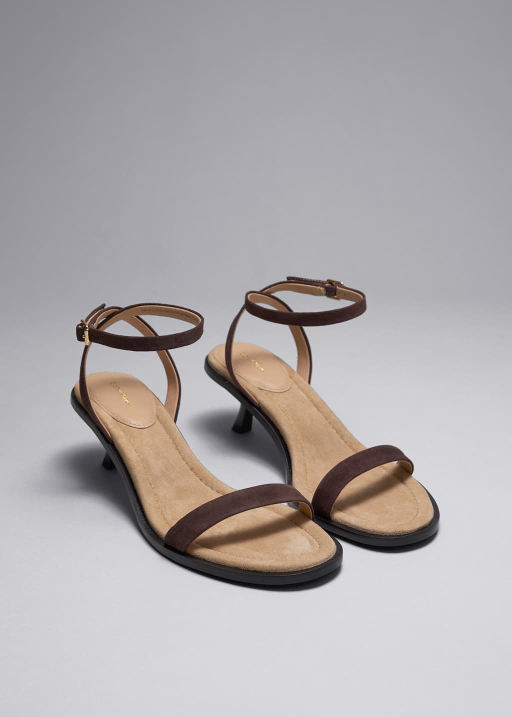 Kitten Heel Leather Sandals - Brown - Still Life