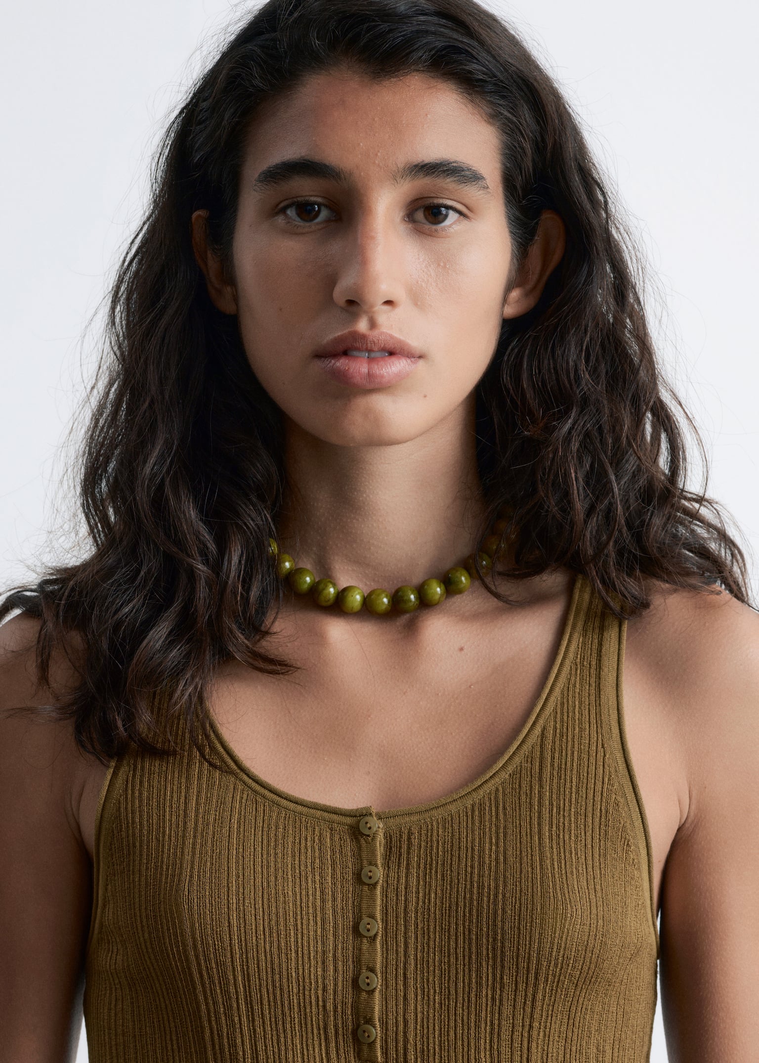 Short Stone Bead Necklace - Groen/Zwart