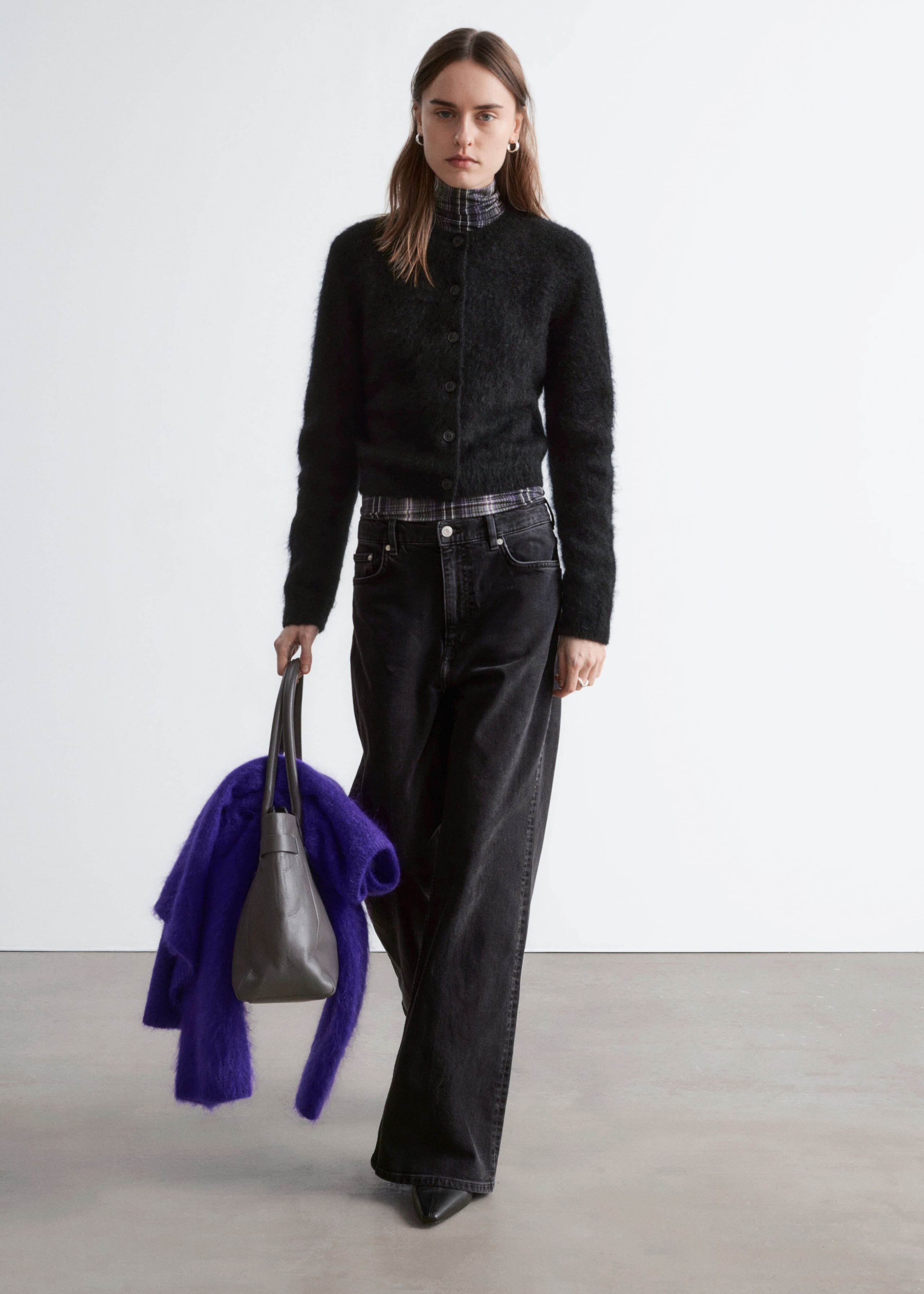 Image of Mohair-Blend Brushed Cardigan