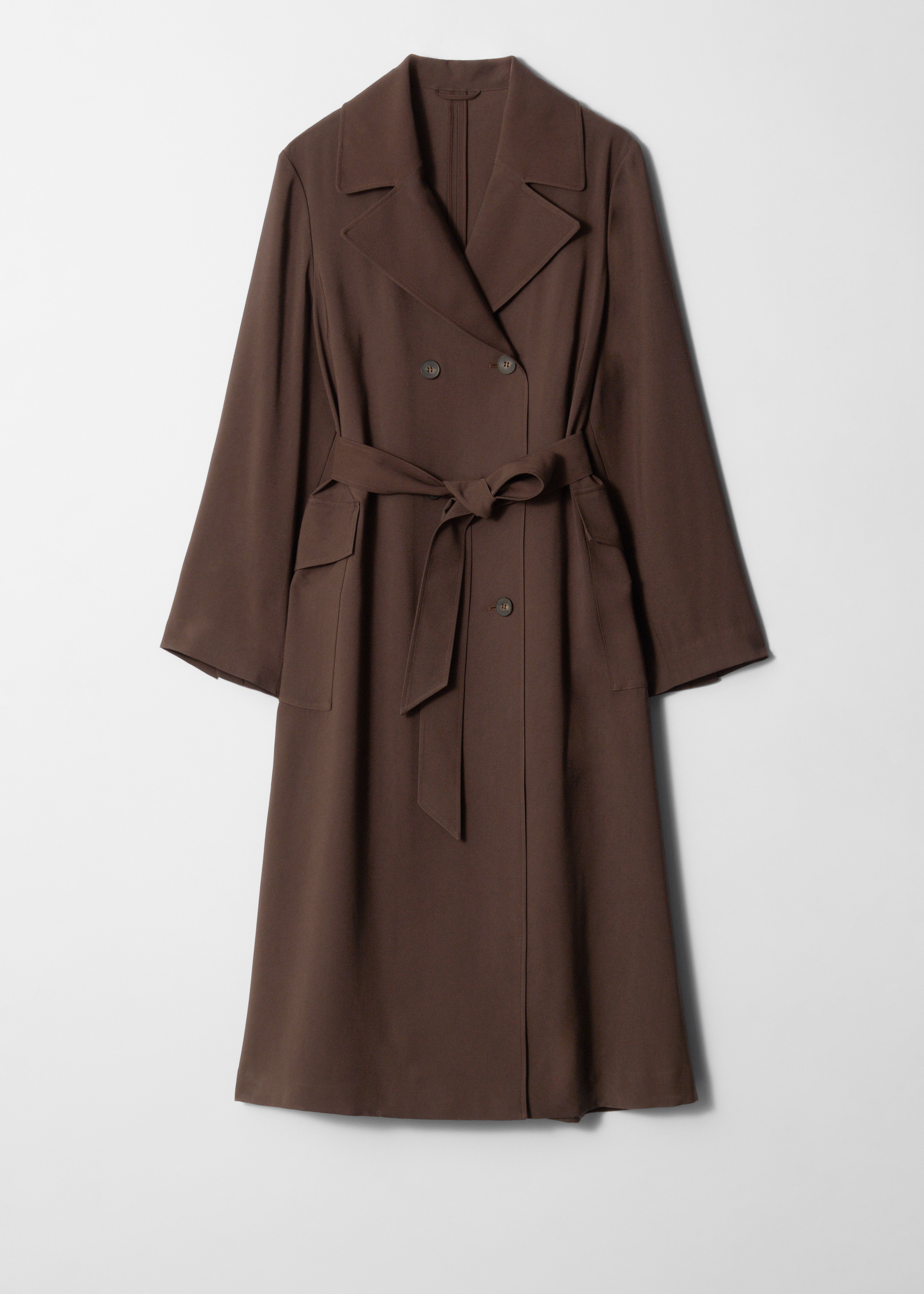 Double-Breasted Trench Coat - Dark Brown