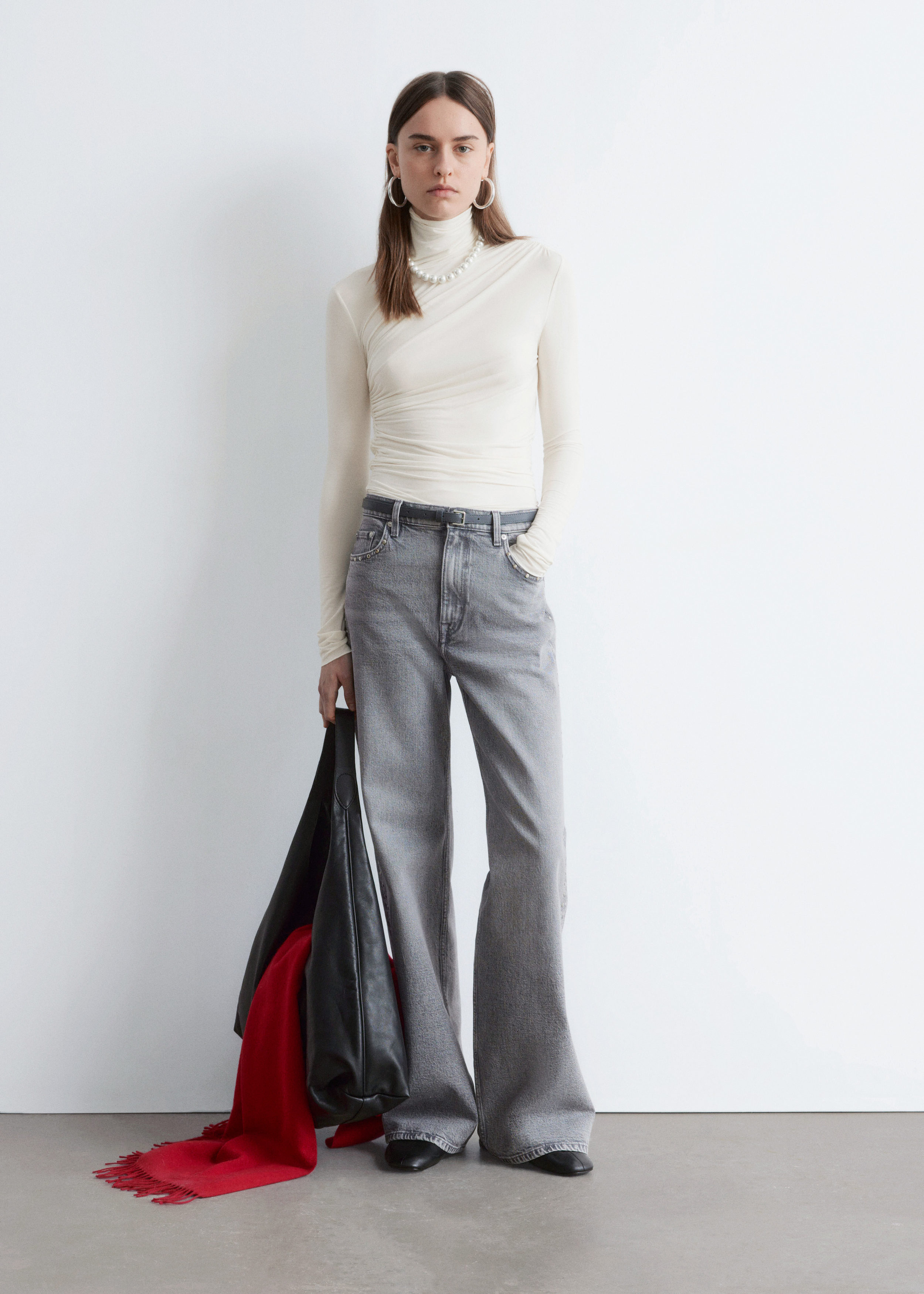 Draped Turtleneck Top - Cream - T-shirts - & Other Stories NL