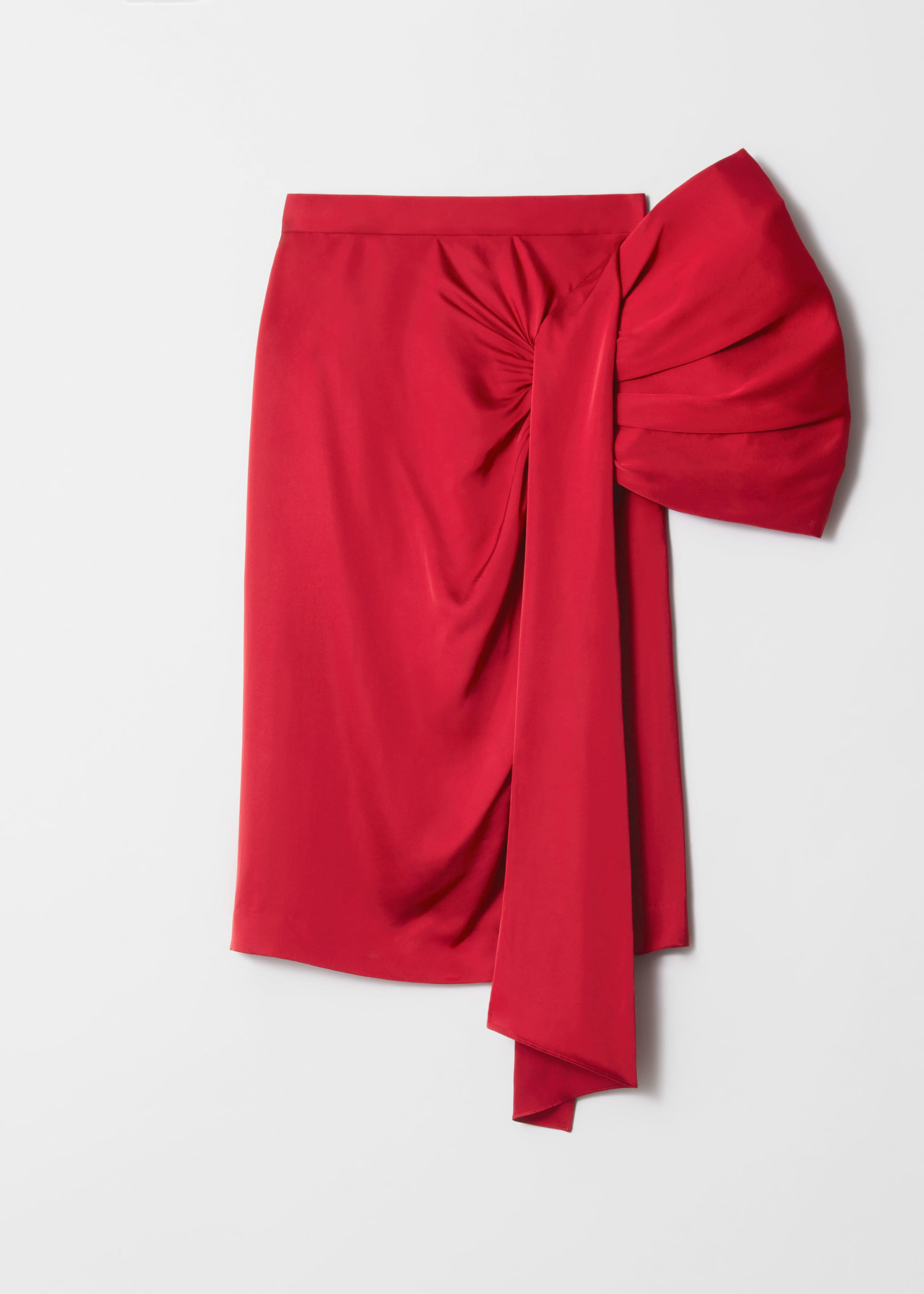 Satin Bow Midi Skirt - Red - Still Life