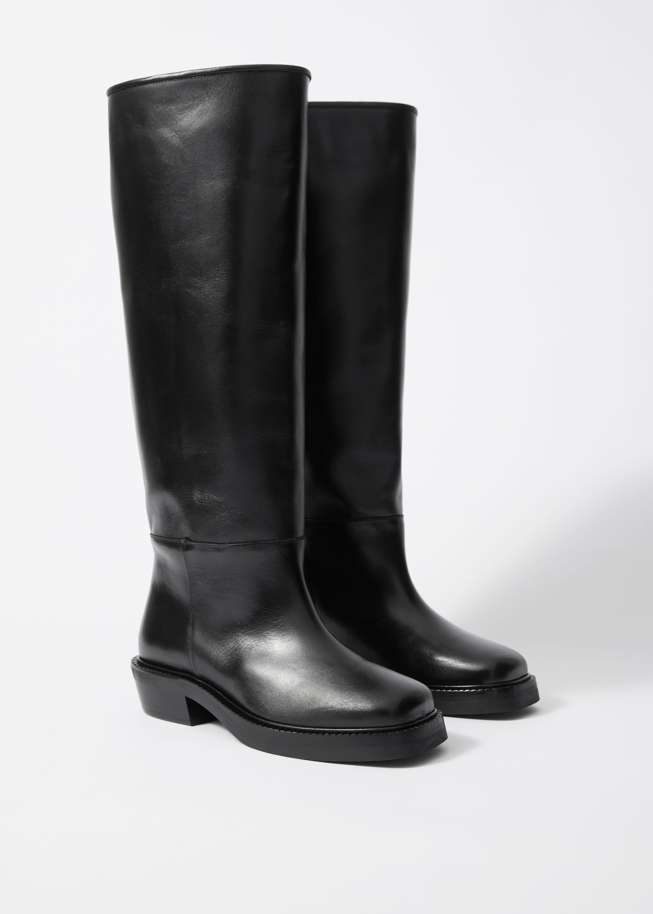 Grotere afbeelding bekijken: Leren knielaarzen met vierkante neus - Zwart - DAMES | H&M NL 2
