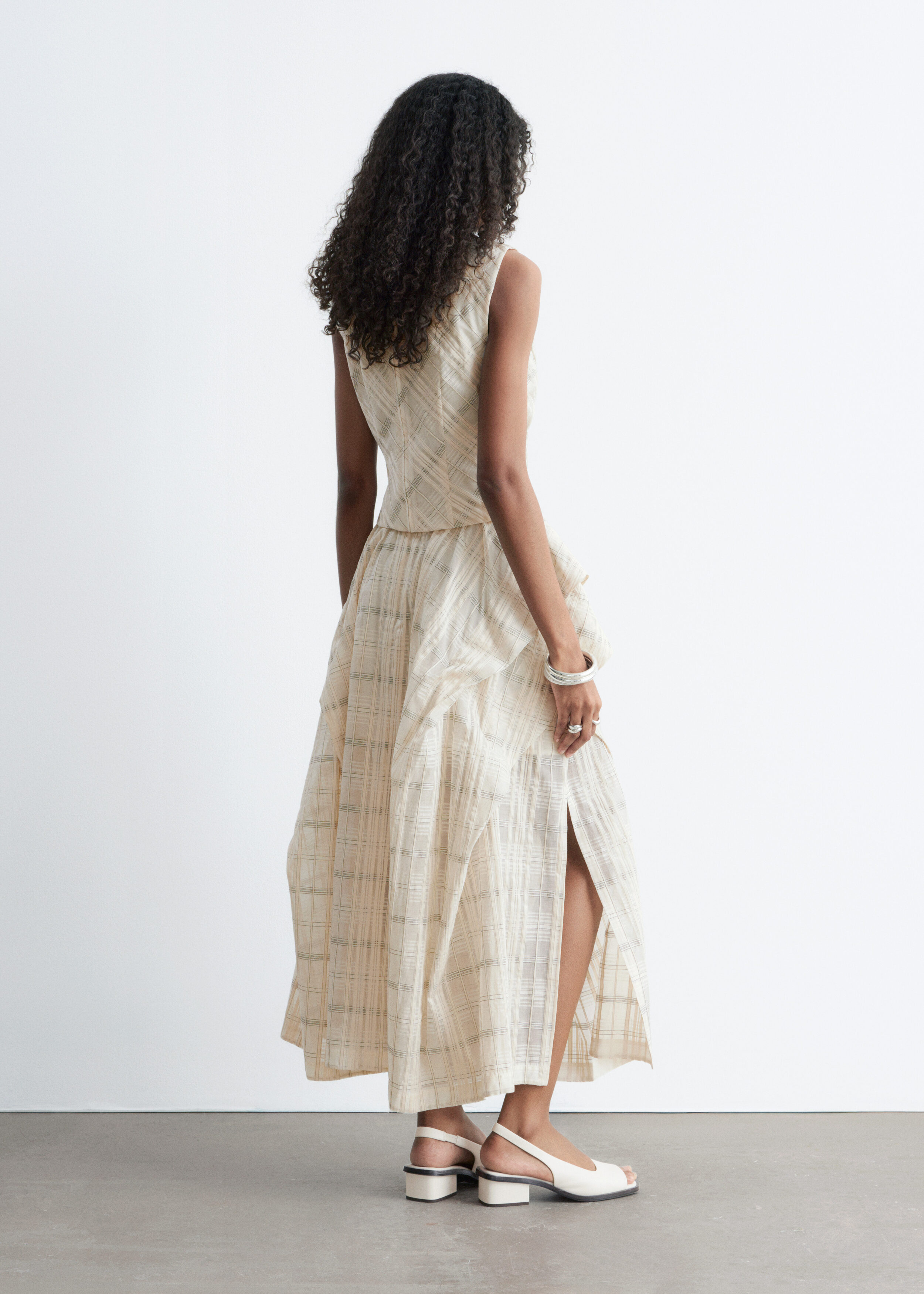 Gathered Midi Skirt - Off White/Checked - & Other Stories US