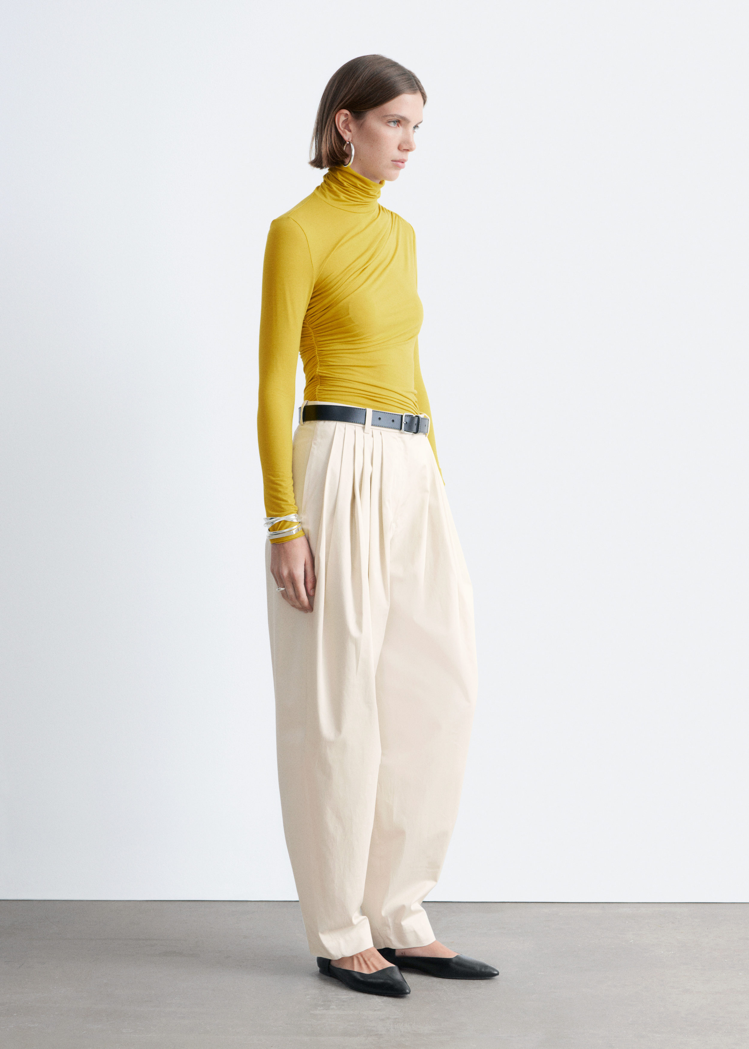 Draped Turtleneck Top - Yellow - Long sleeve tops | & Other Stories GB