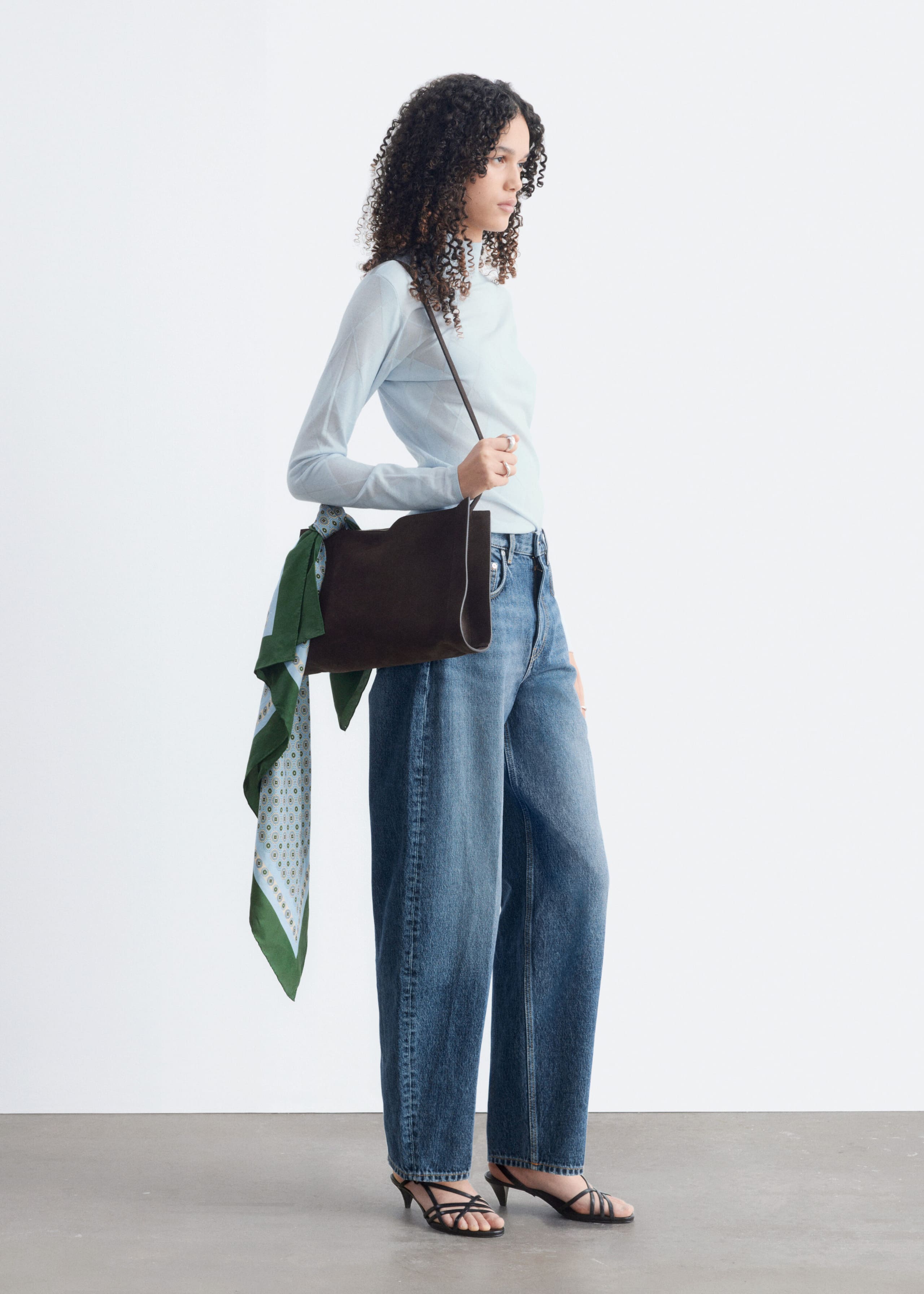 Mock Neck Wool Top - Light Blue - Lookbook