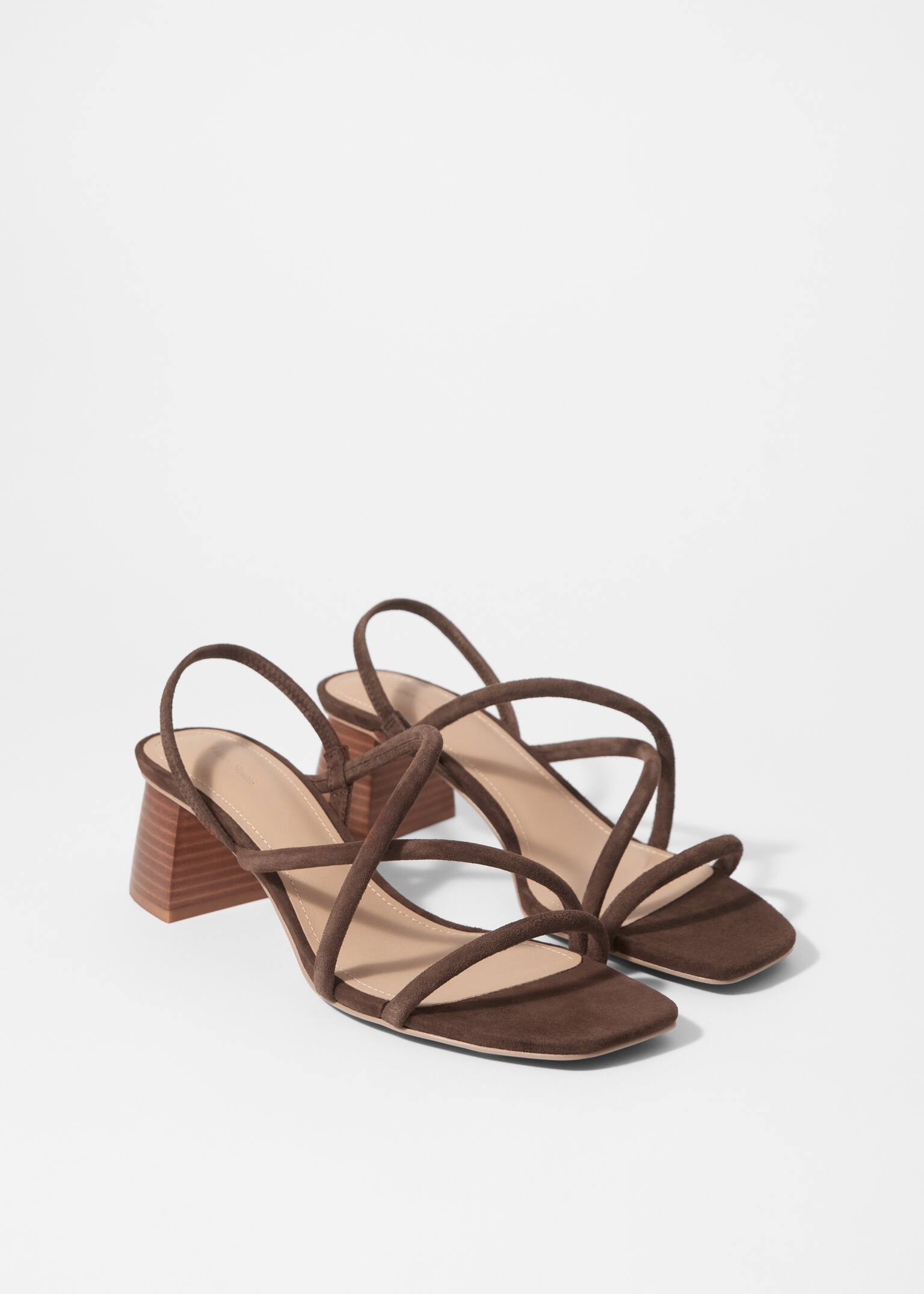 Strappy Block Heel Sandals - Brown/Burgundy - 4