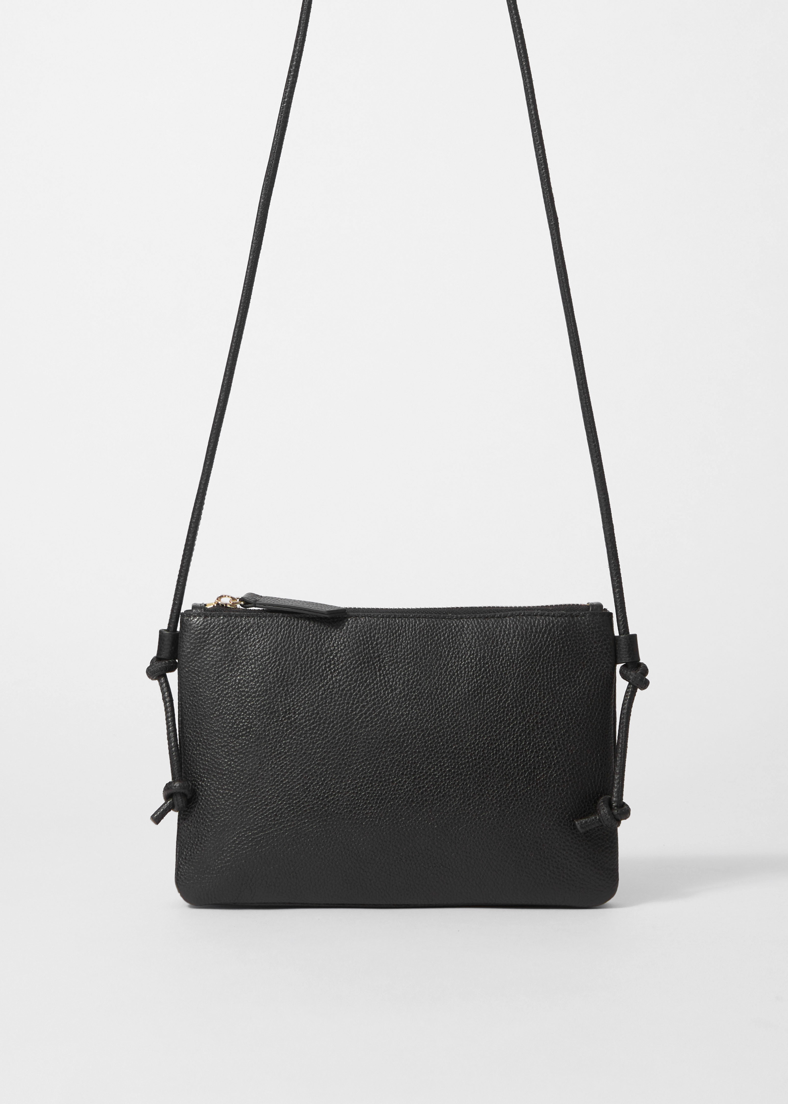 Mała skórzana torba crossbody - Czarny/Brązowy