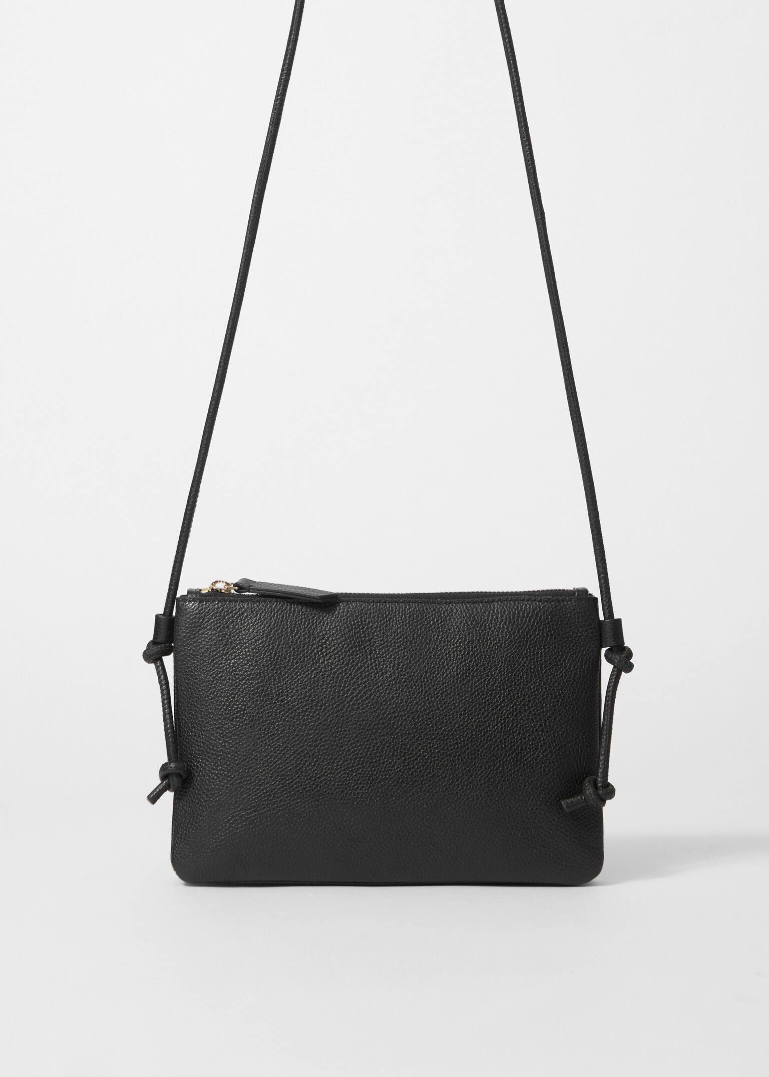 Bolso bandolera pequeño de piel - Negro/Marrón - 2