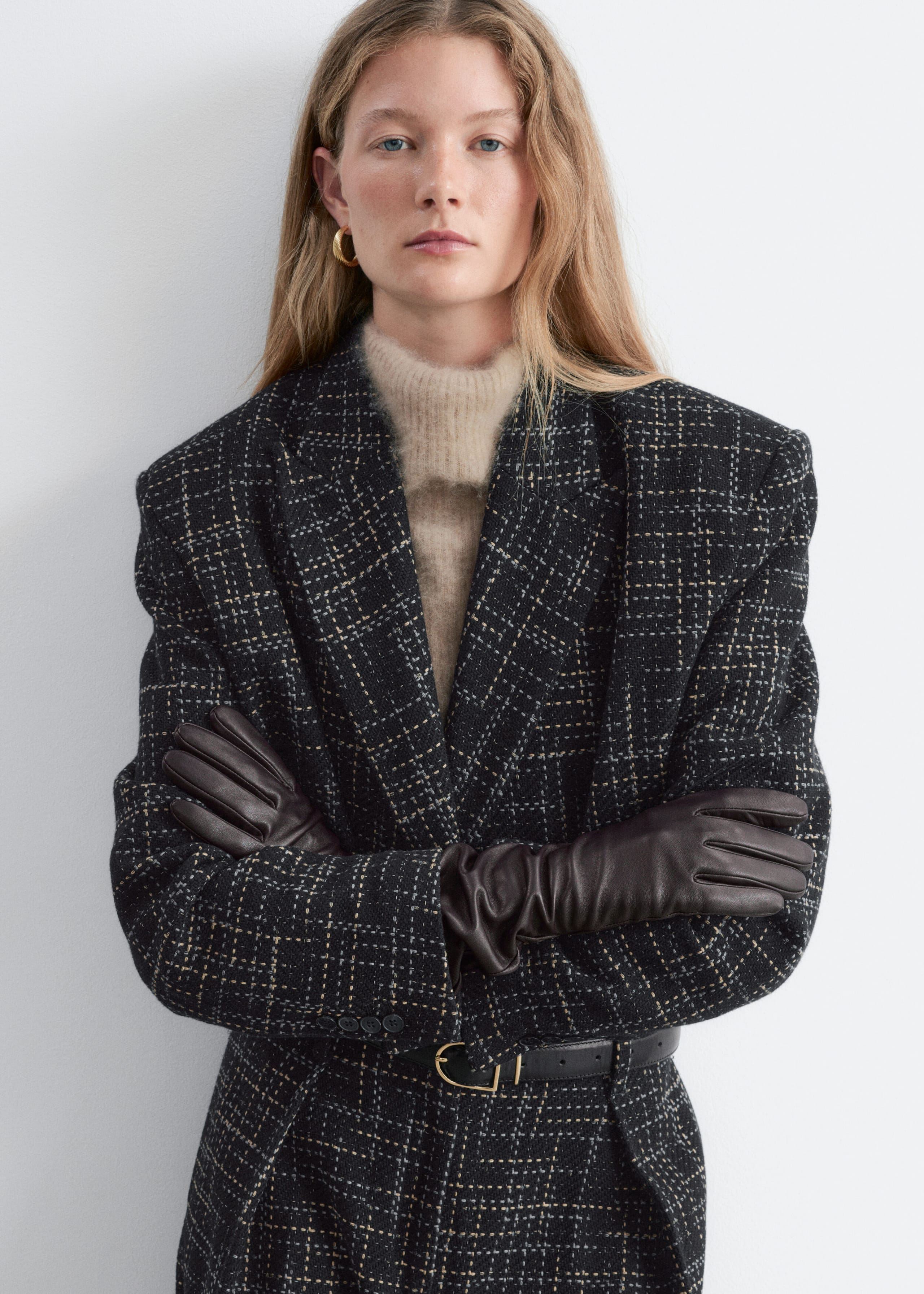 Long Leather Gloves - Purple - Lookbook