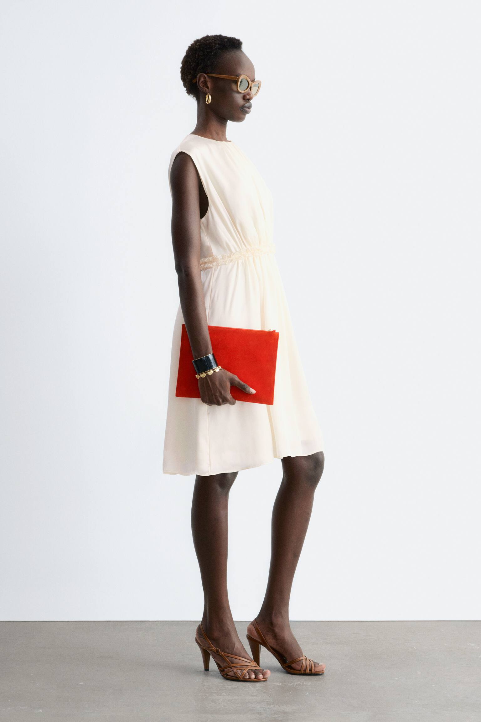 Minivestido de seda fruncido-Blanco - 6