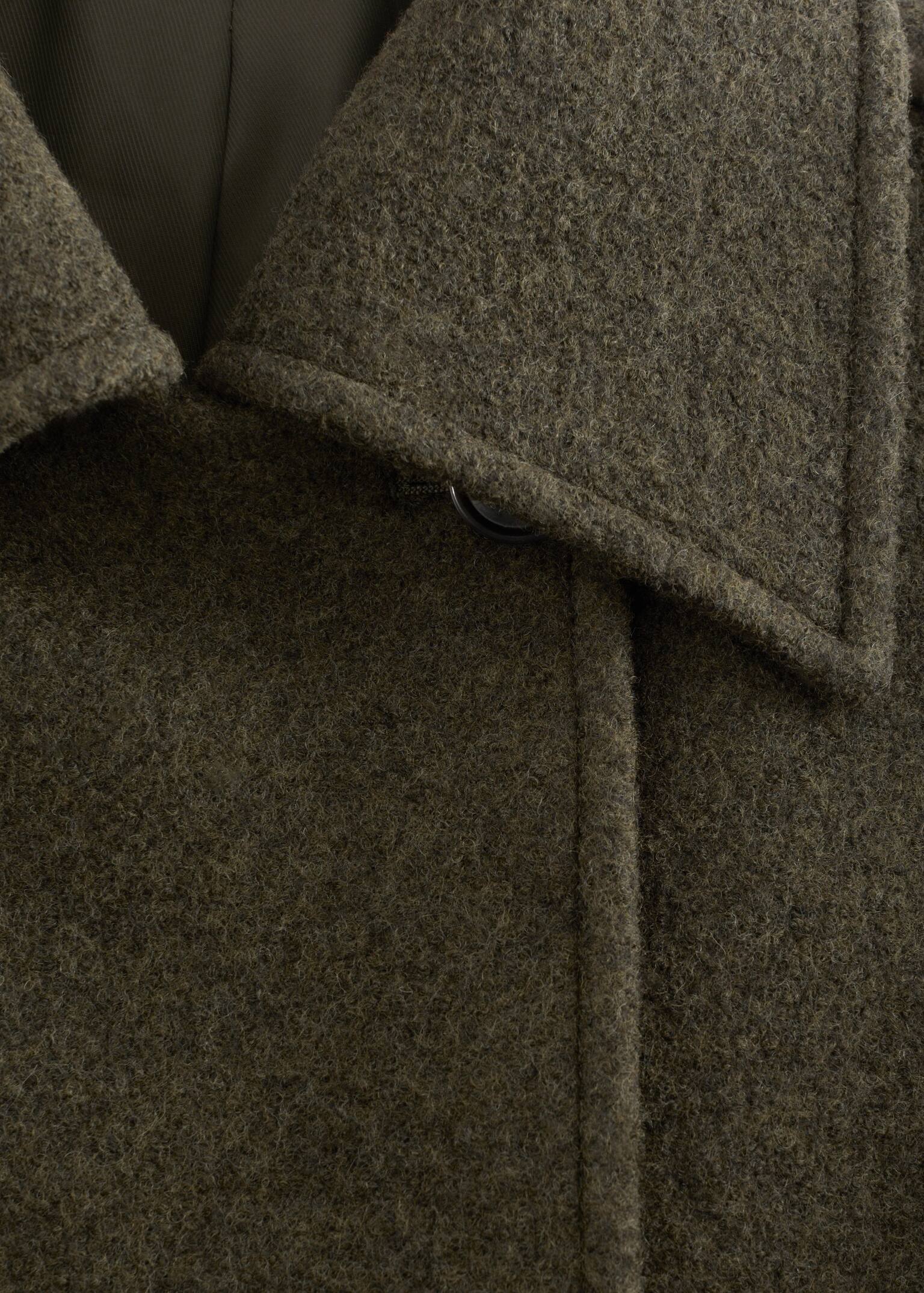 Oversized Wool Jacket - Dark Khaki Green/Black - 6