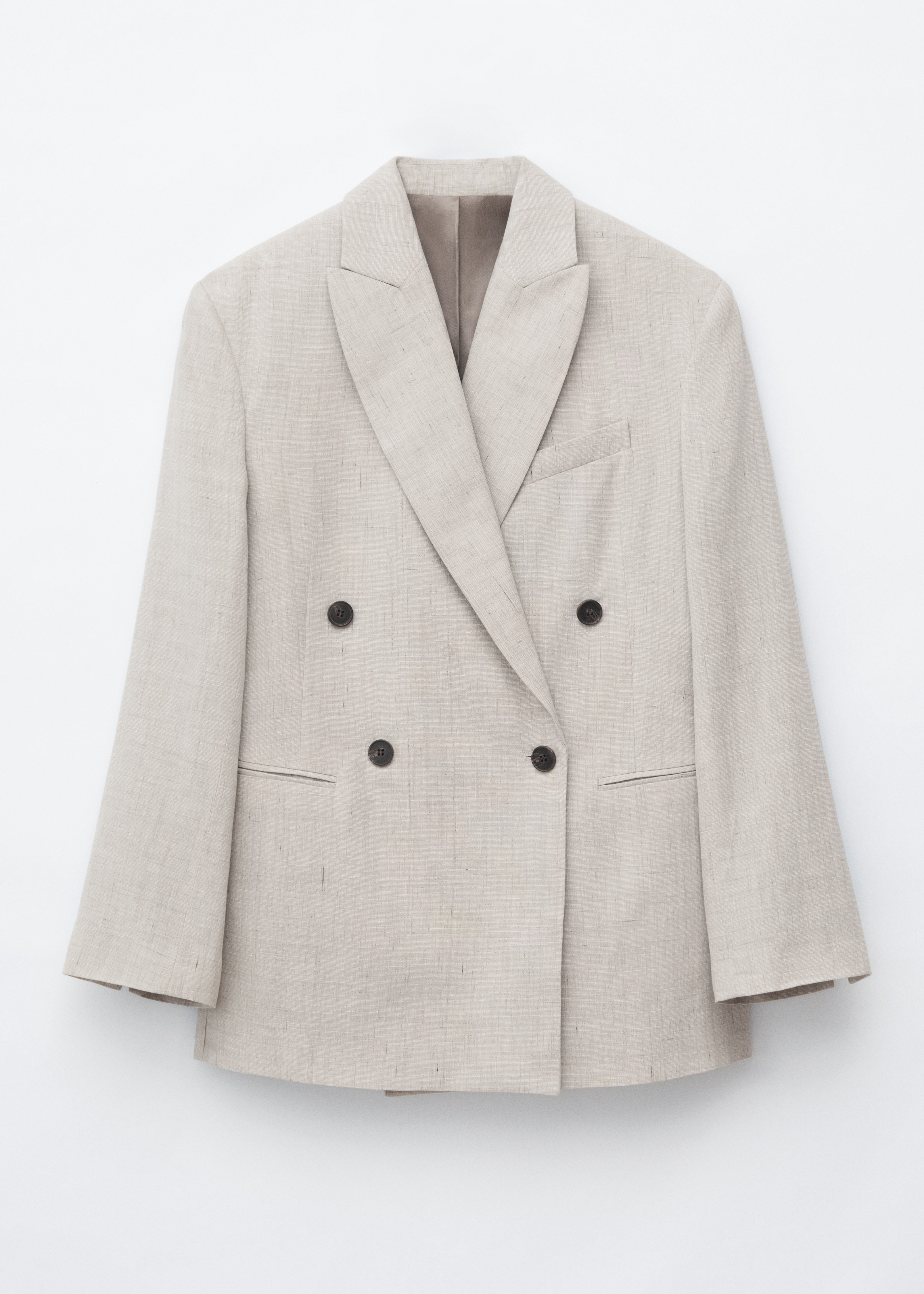 Avslappet blazer i bomull og lin - Light Beige