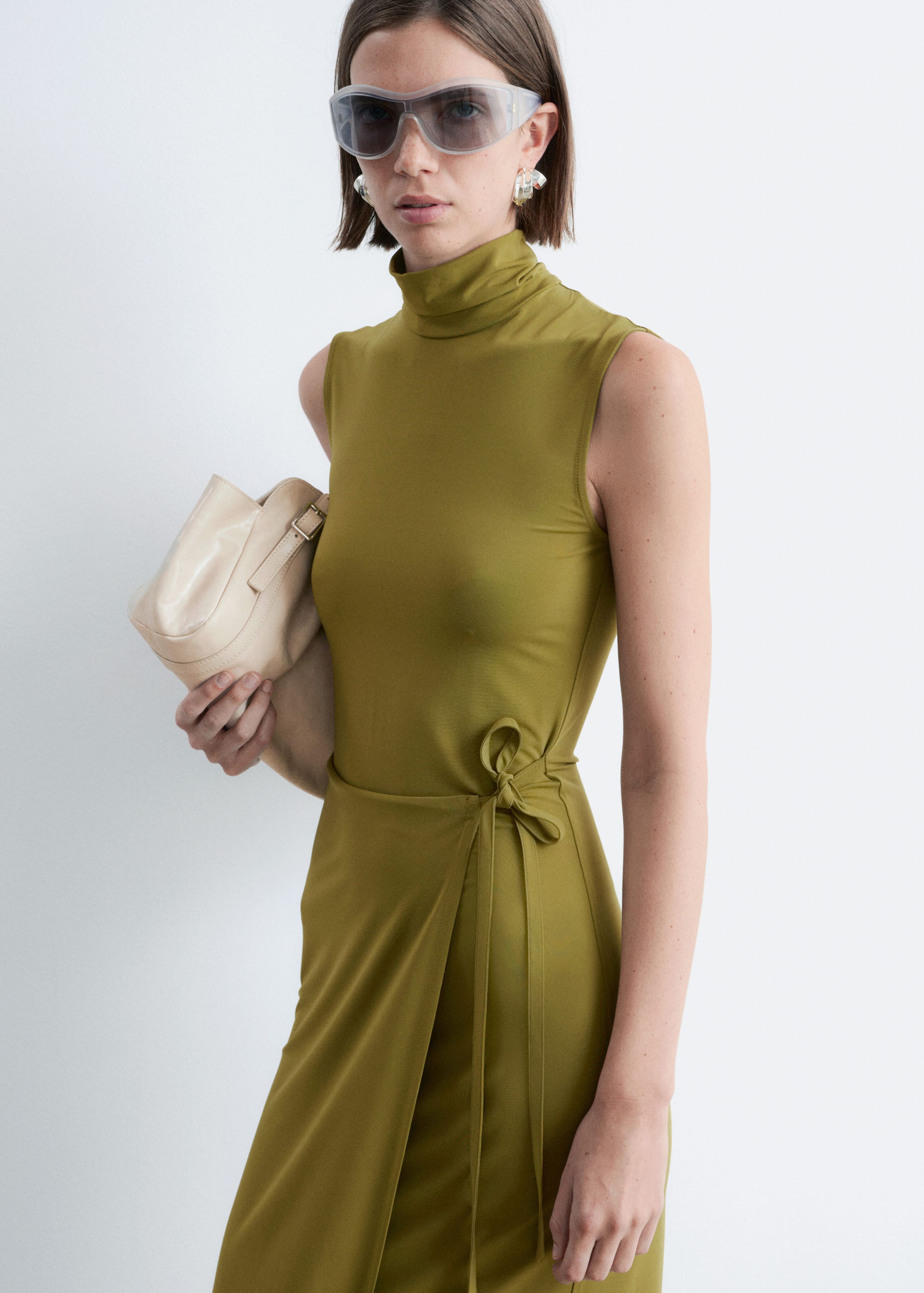 Sleeveless Turtleneck Midi Dress - Chartreuse - Lookbook
