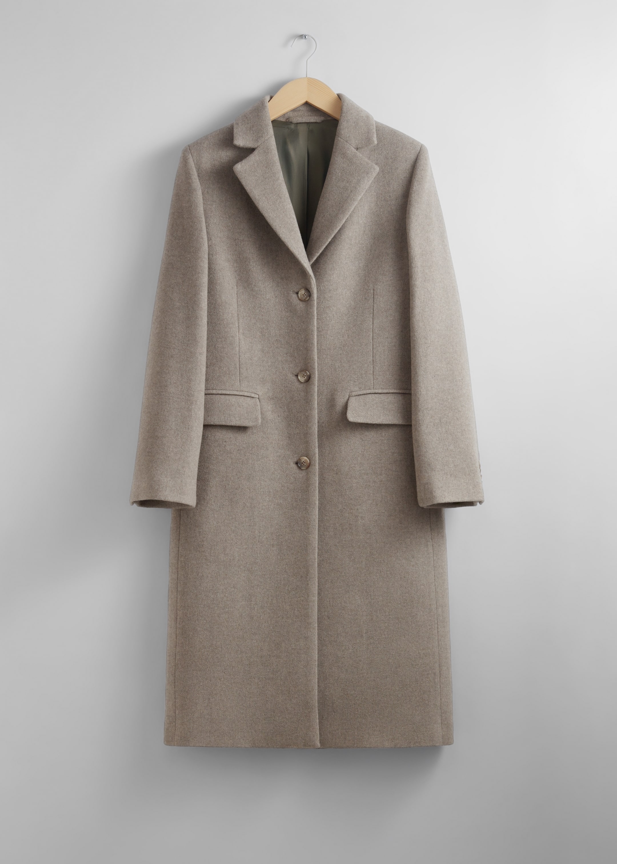Größeres Bild ansehen: Einreihiger Wollmantel - Graubraun - Ladies | H&M DE 1
