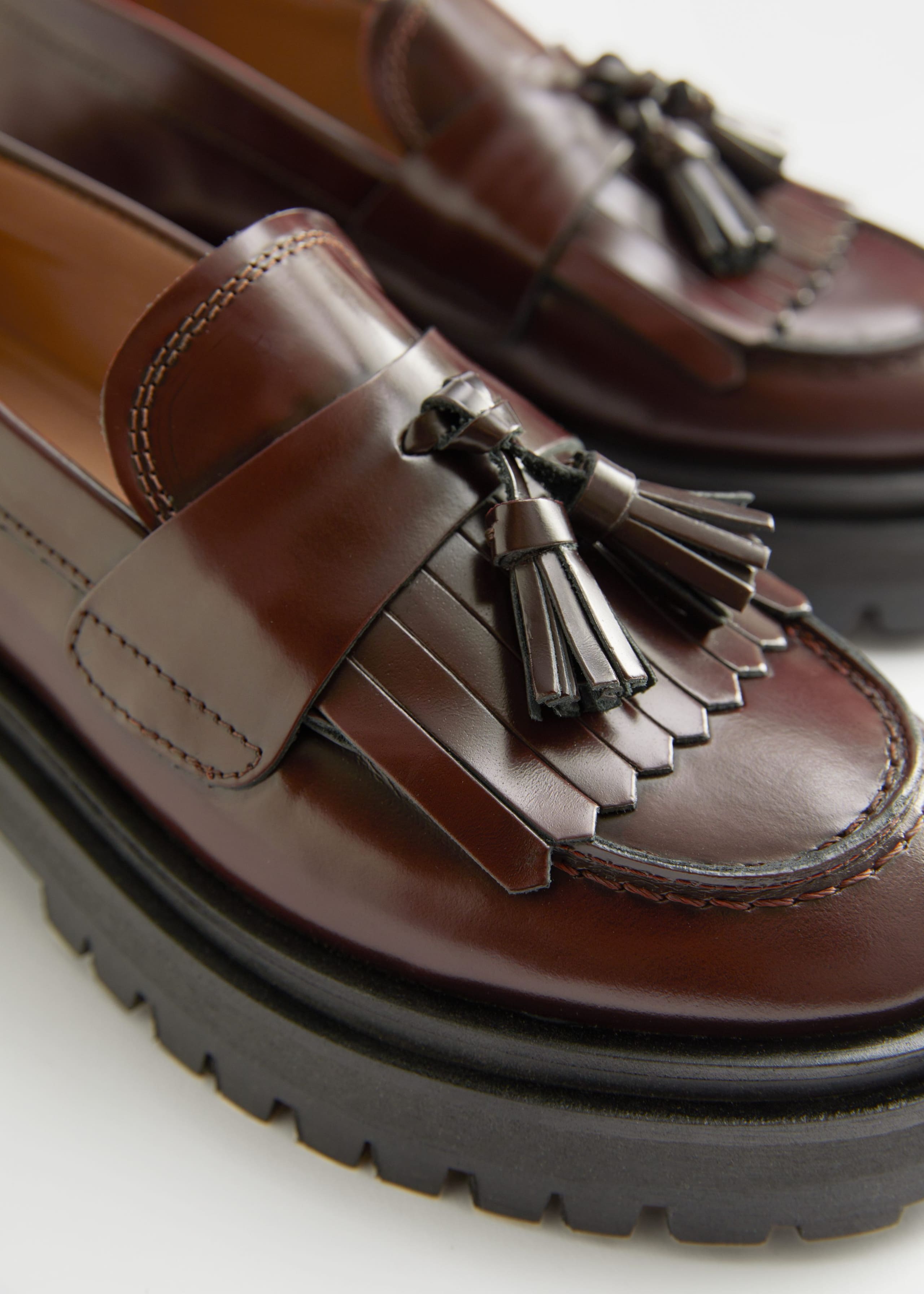 Image of Chunky Leather Tassle Loafers
