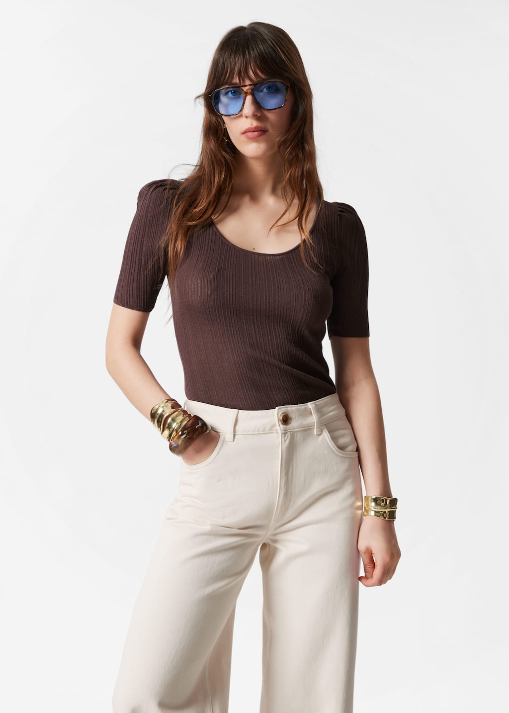 Haut côtelé - Rouge - Lookbook