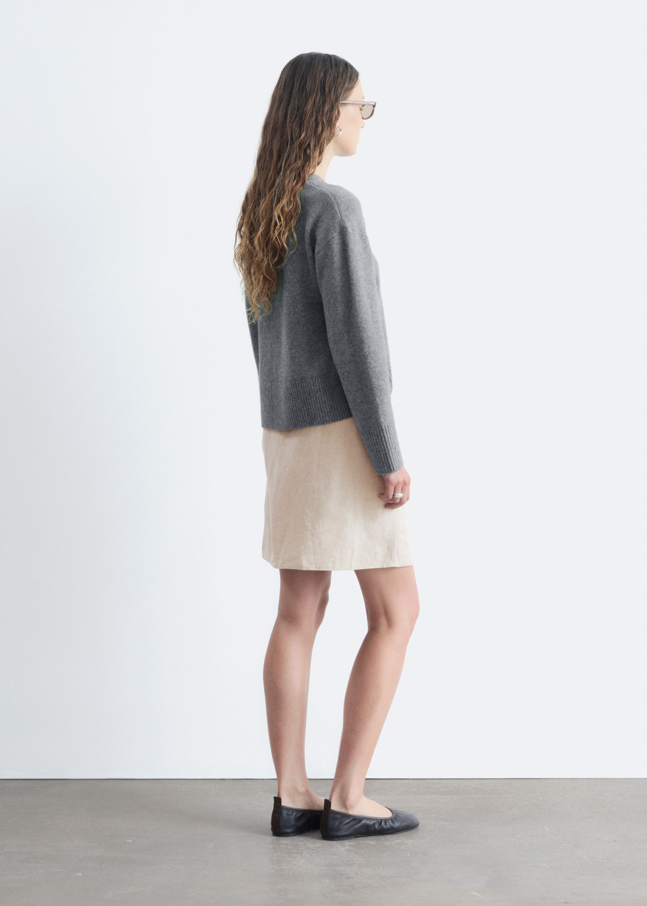 Relaxed Knit Jumper - Grey Melange - Lookbook