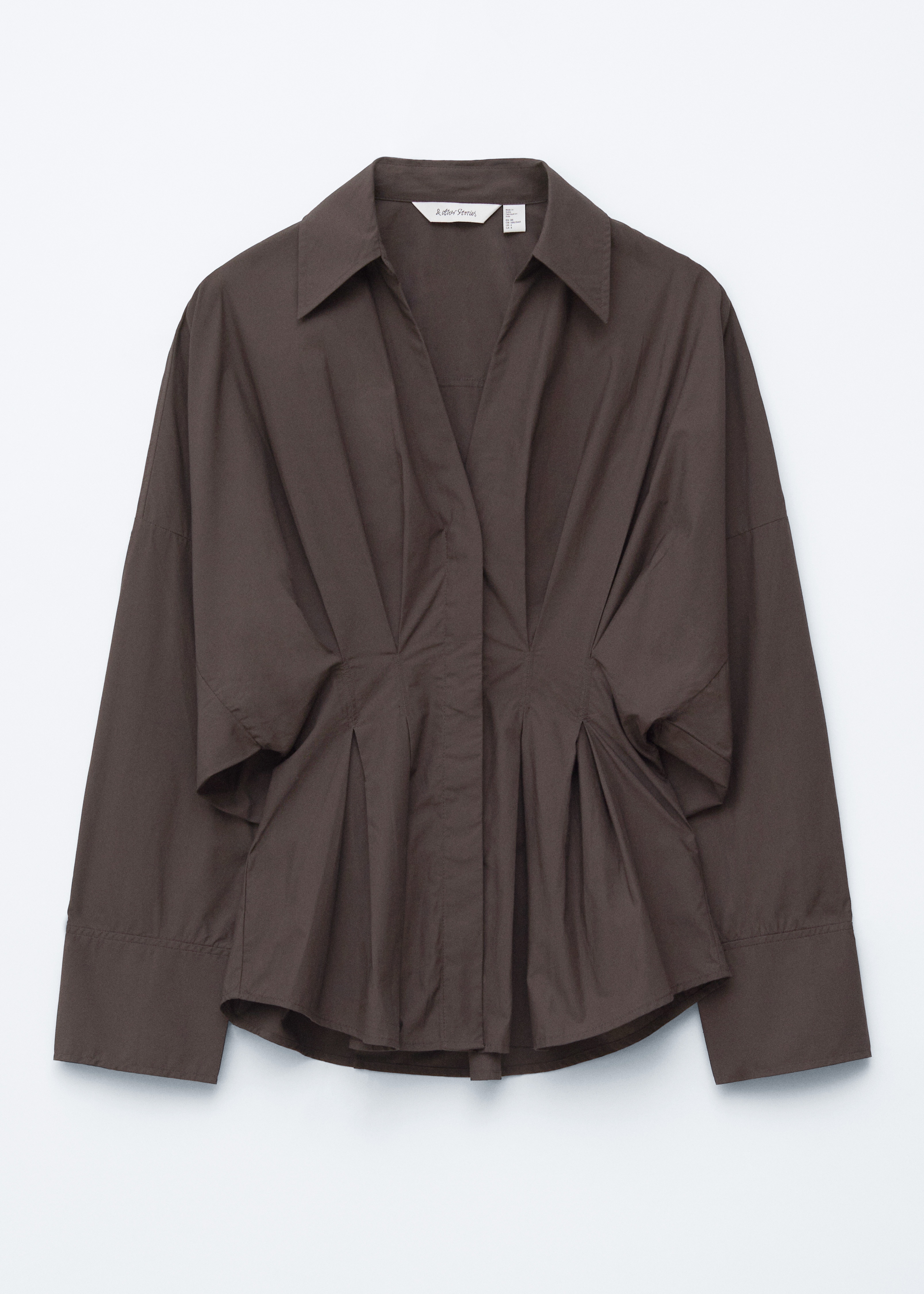 Fitted-Waist Cotton Shirt - Dark Brown/Dusty Pink/Stripes