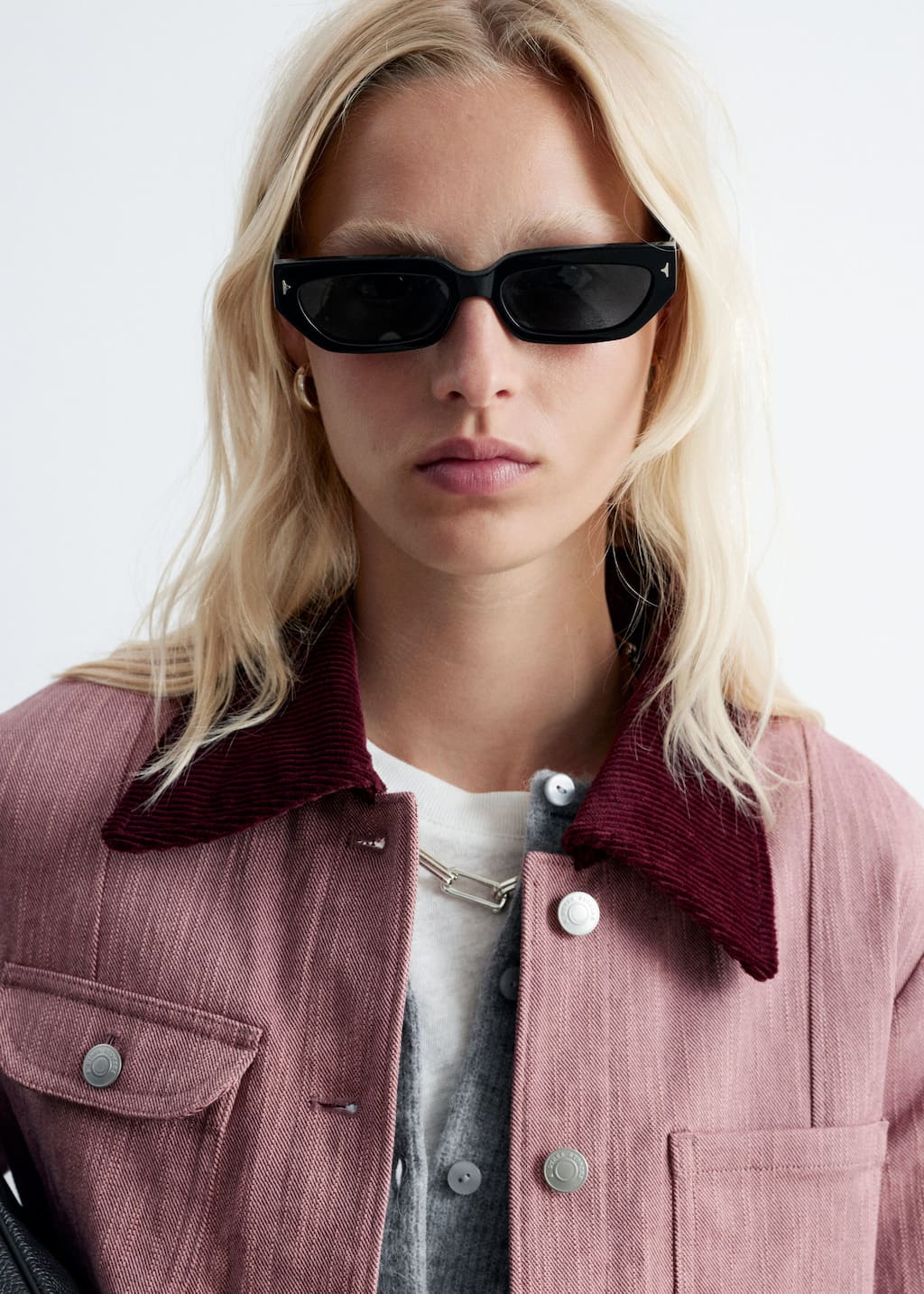 Image of Contrast-Collar A-line Jacket
