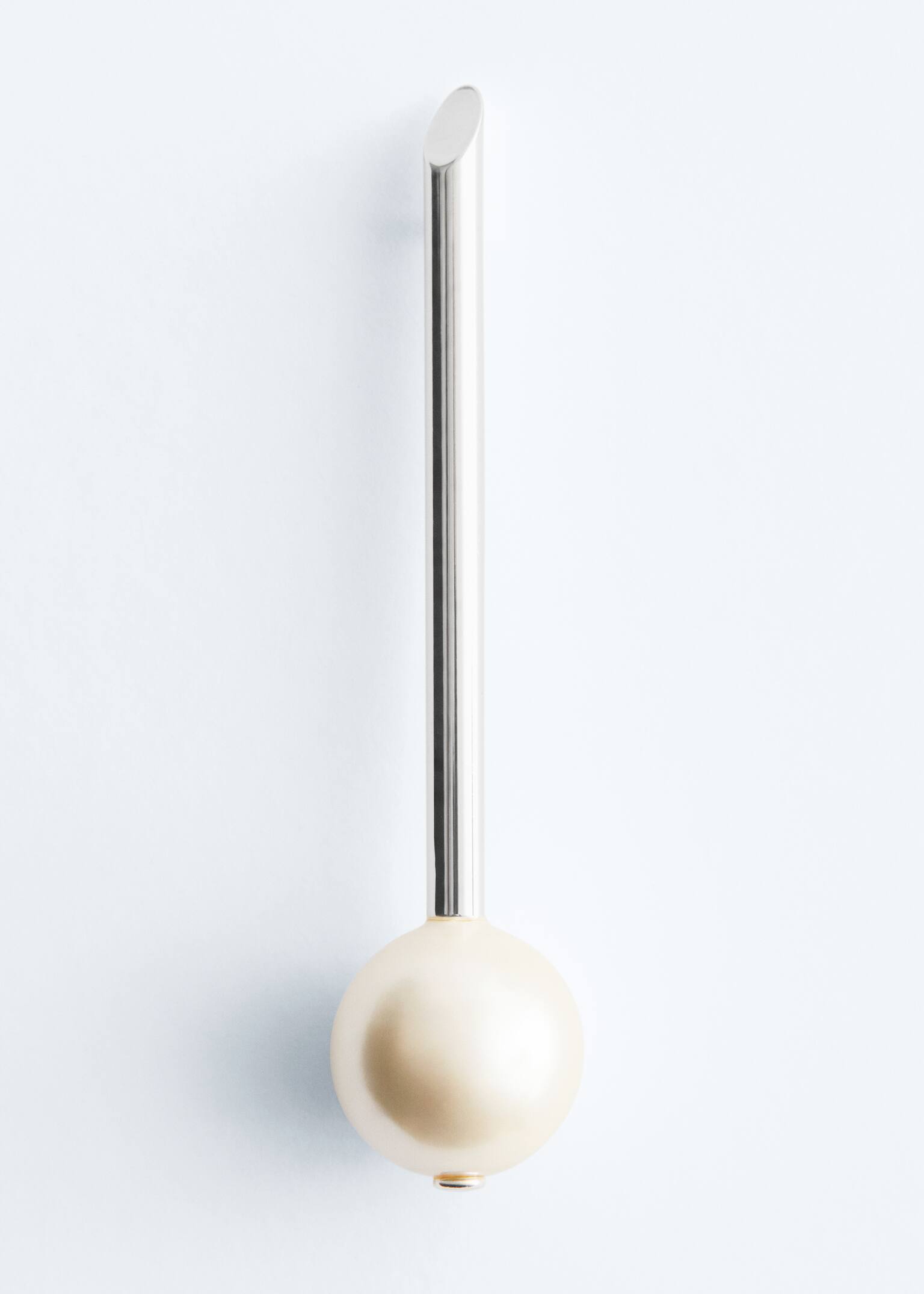 Øreringe med stave og kunstperler - Fløde/sølv - 4