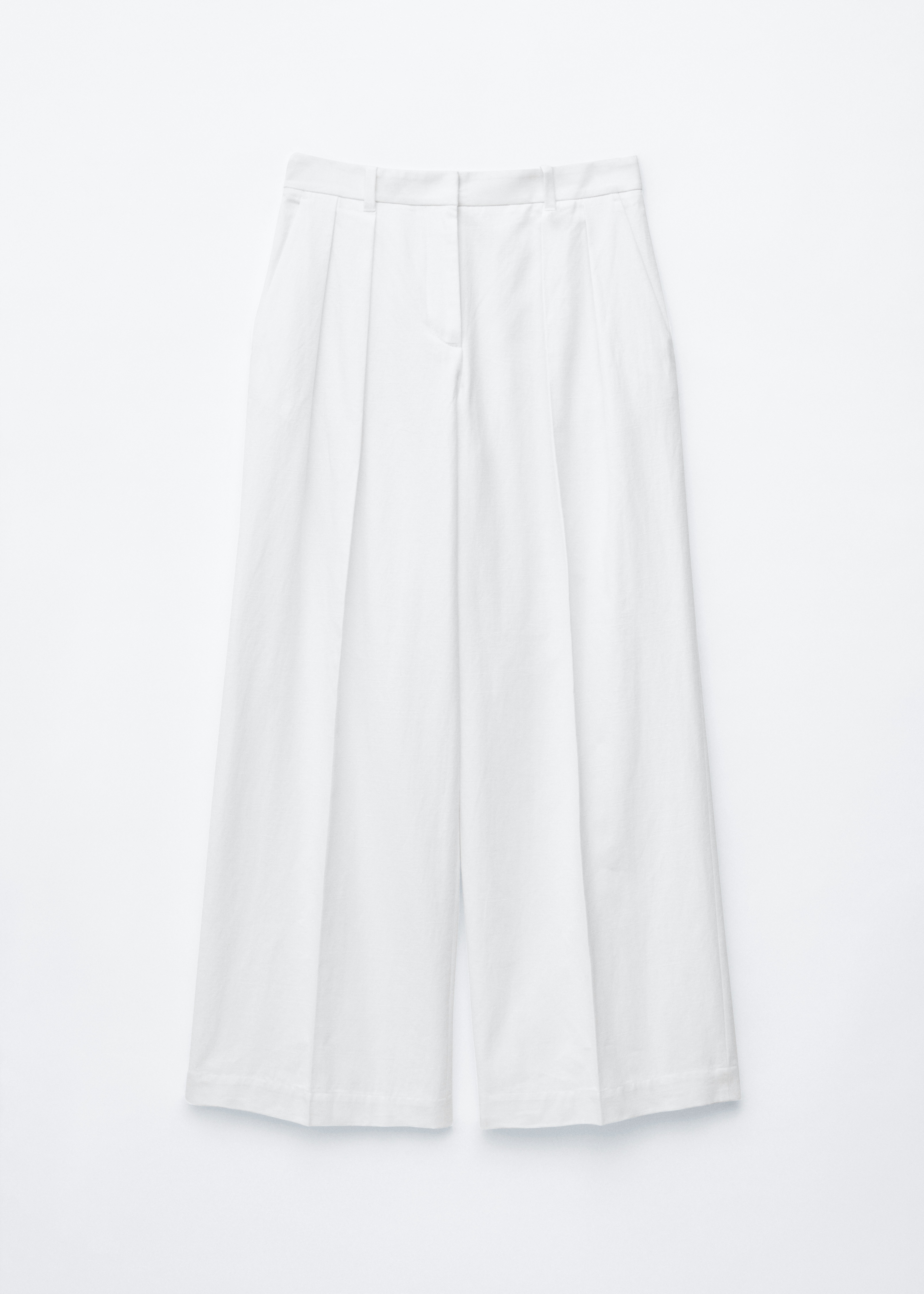 Bundfaltenhose aus Baumwolle und Leinen - Weiß