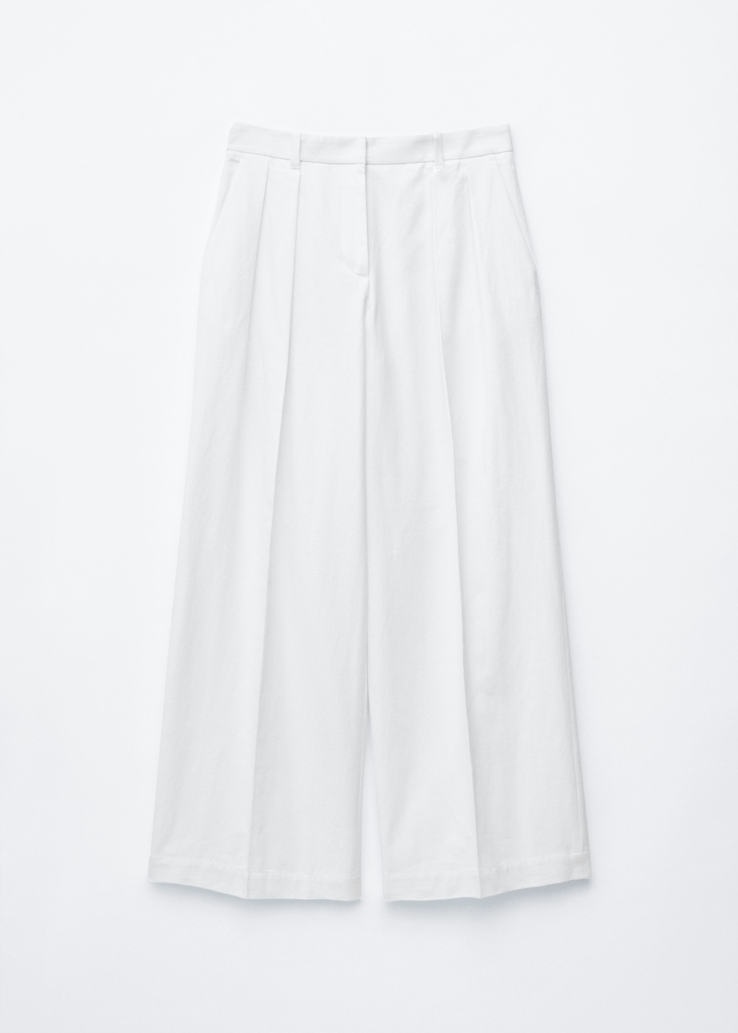 Pleated Cotton-Linen Trousers