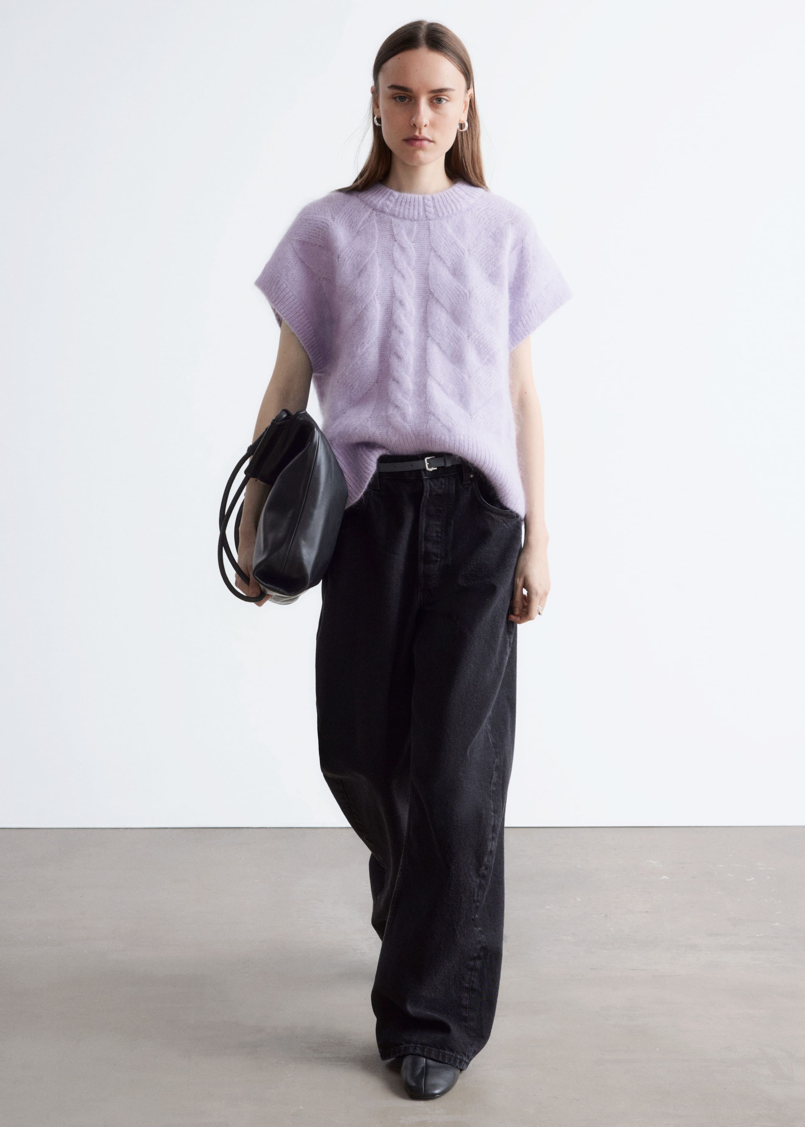 Cable-Knit Mohair-Blend Vest - Pastel Purple - Lookbook