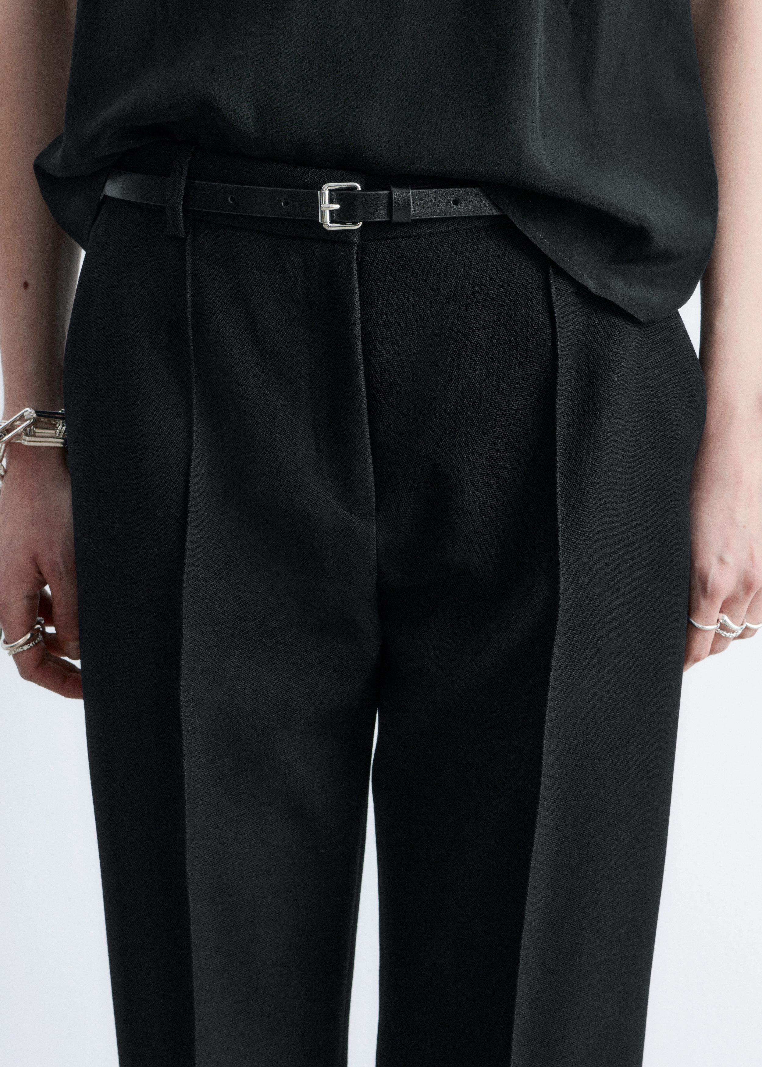 Wool-Blend Tailored Trousers - Black - & Other Stories US