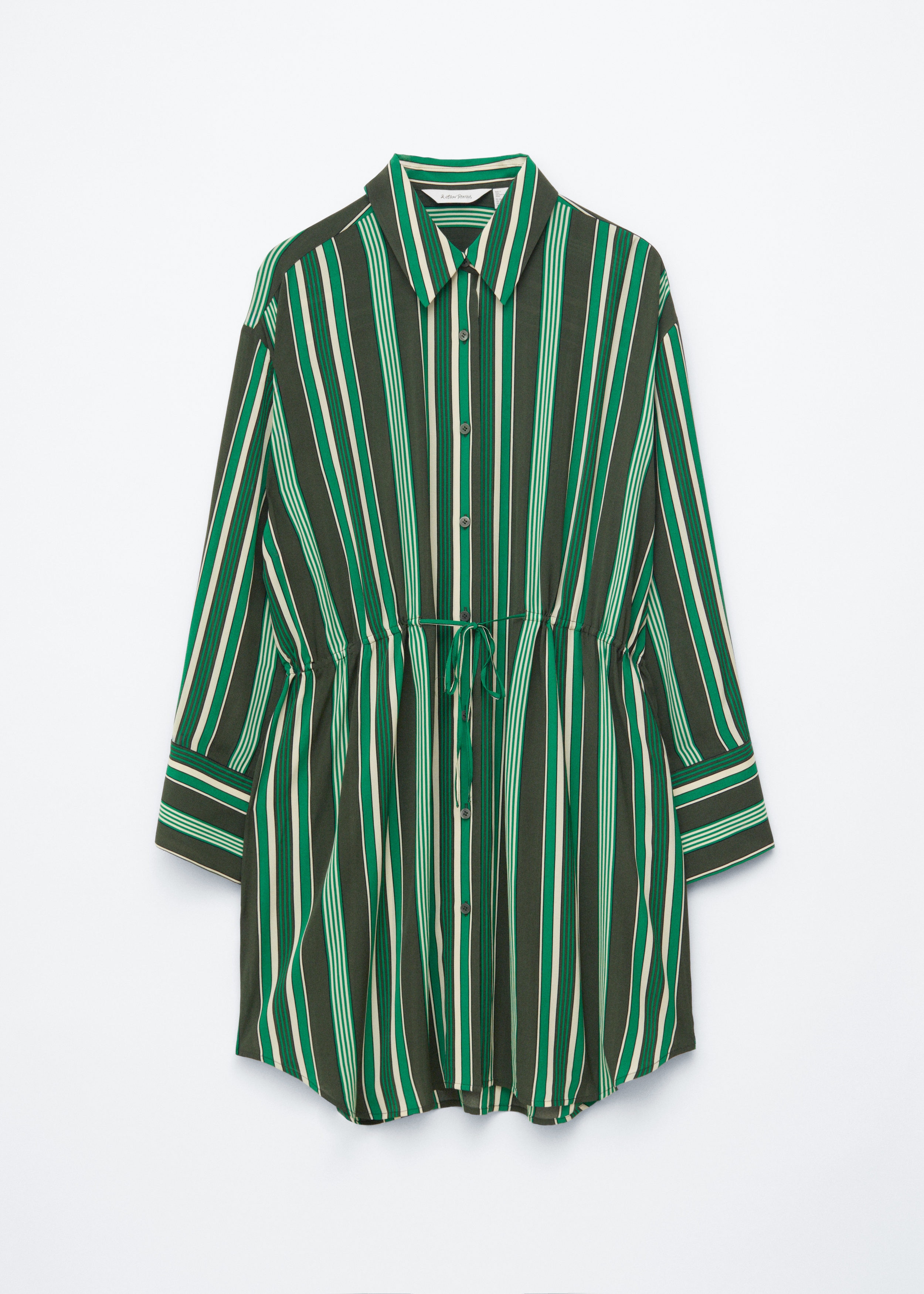 black and green shirt dress Oversized Drawstring - Stripes - Mini Dresses army green formal dress
