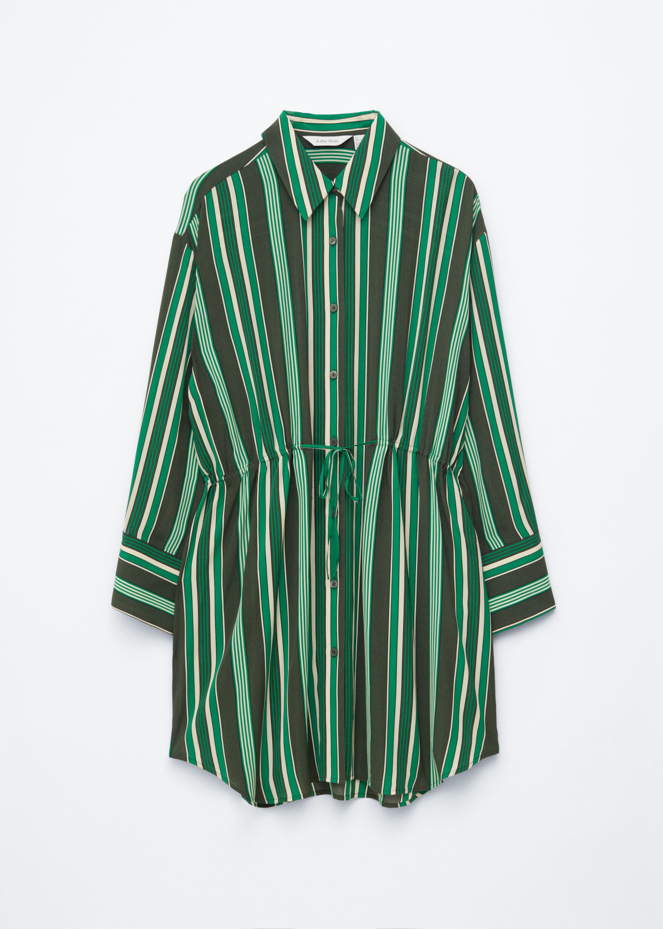 Image of Oversized Drawstring Shirt Dress