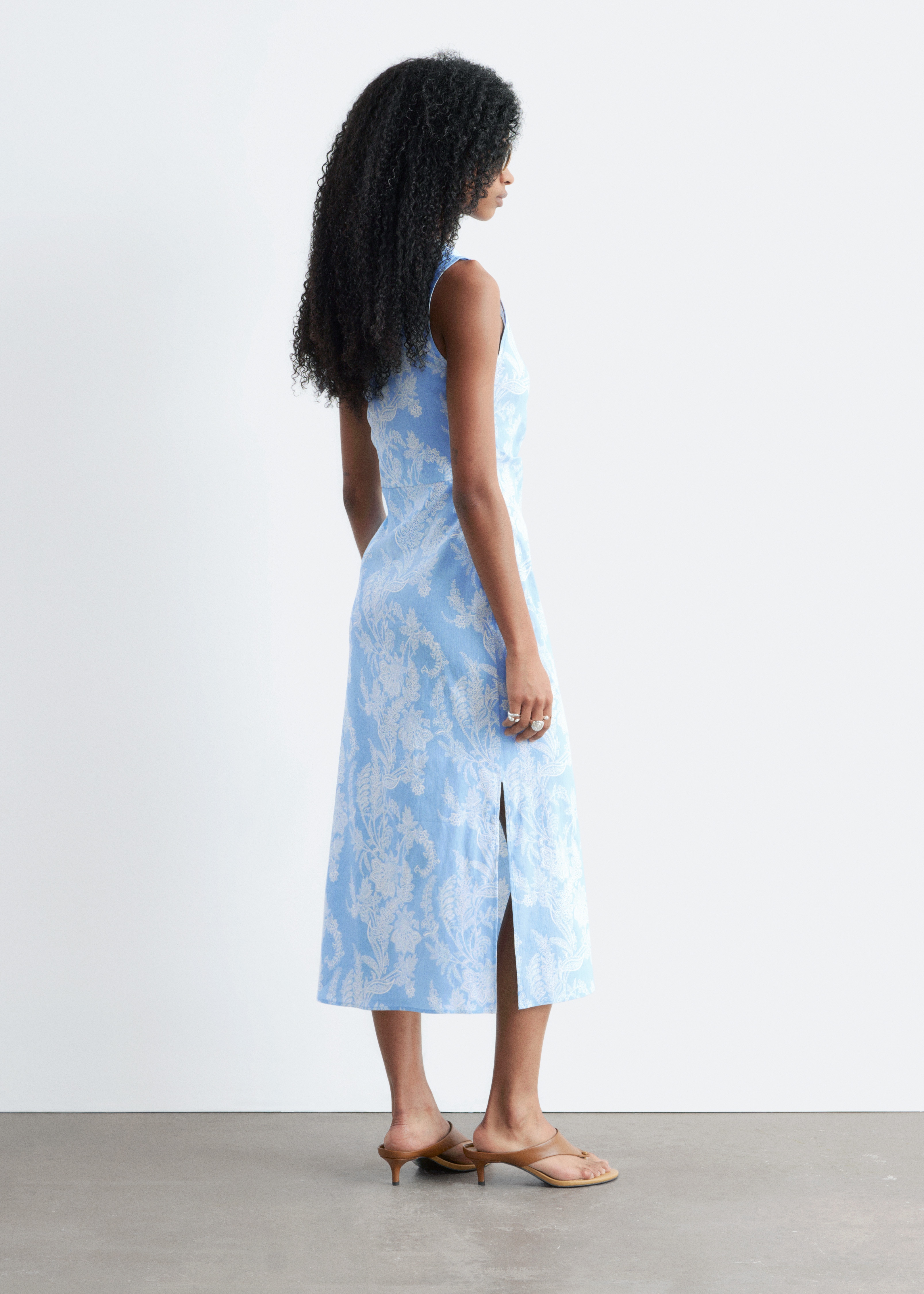 princess polly baby blue dress Buy Eeshva India Blue Floral Illusion Pure Linen Slit Dress for Women  Online @ Tata CLiQ Luxury