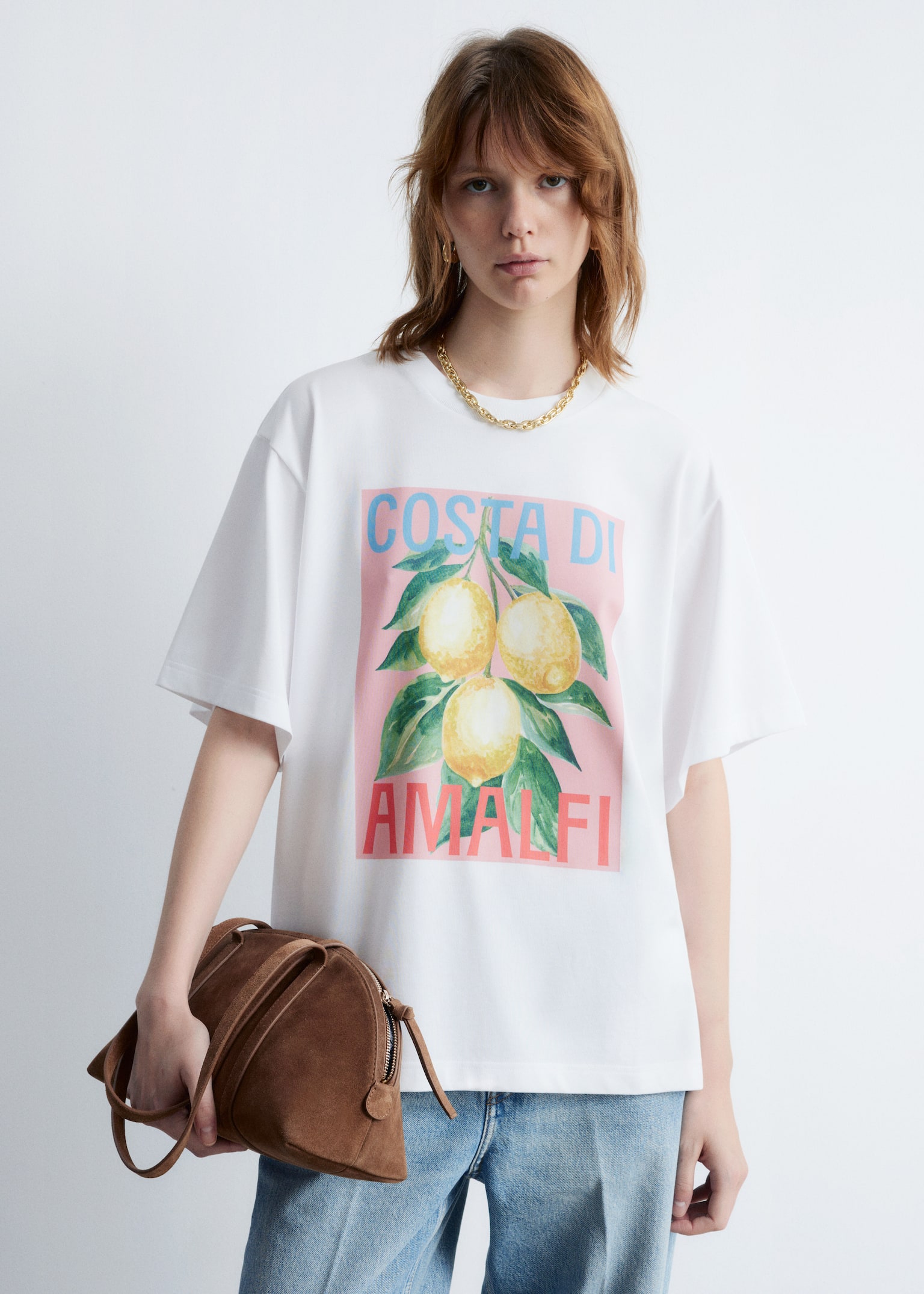 oversized póló - White Print/Pink Print - 6