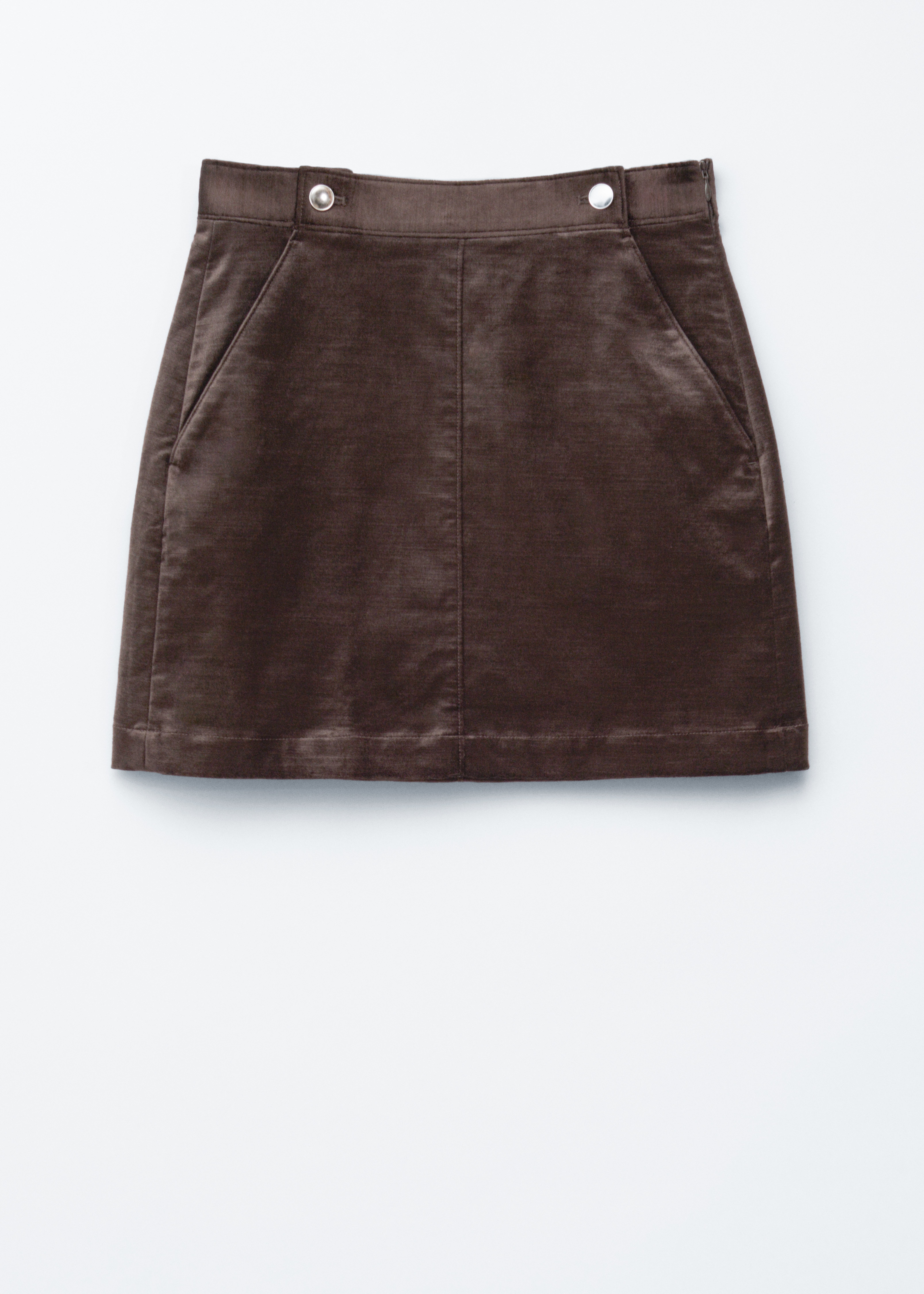 Mini-jupe en velours - Marron foncé