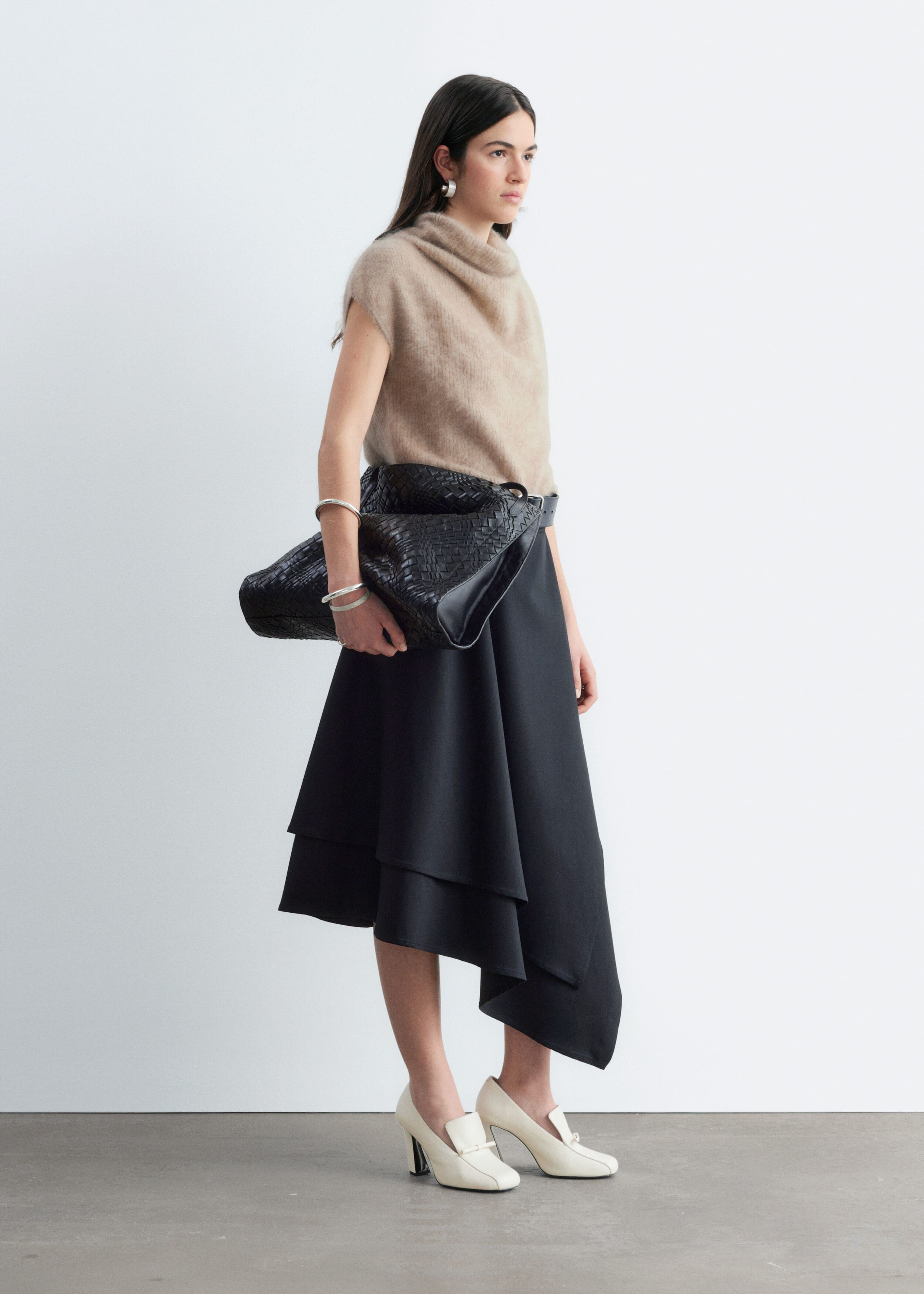 Cashmere Rib Mock Neck Top - Beige - Still Life