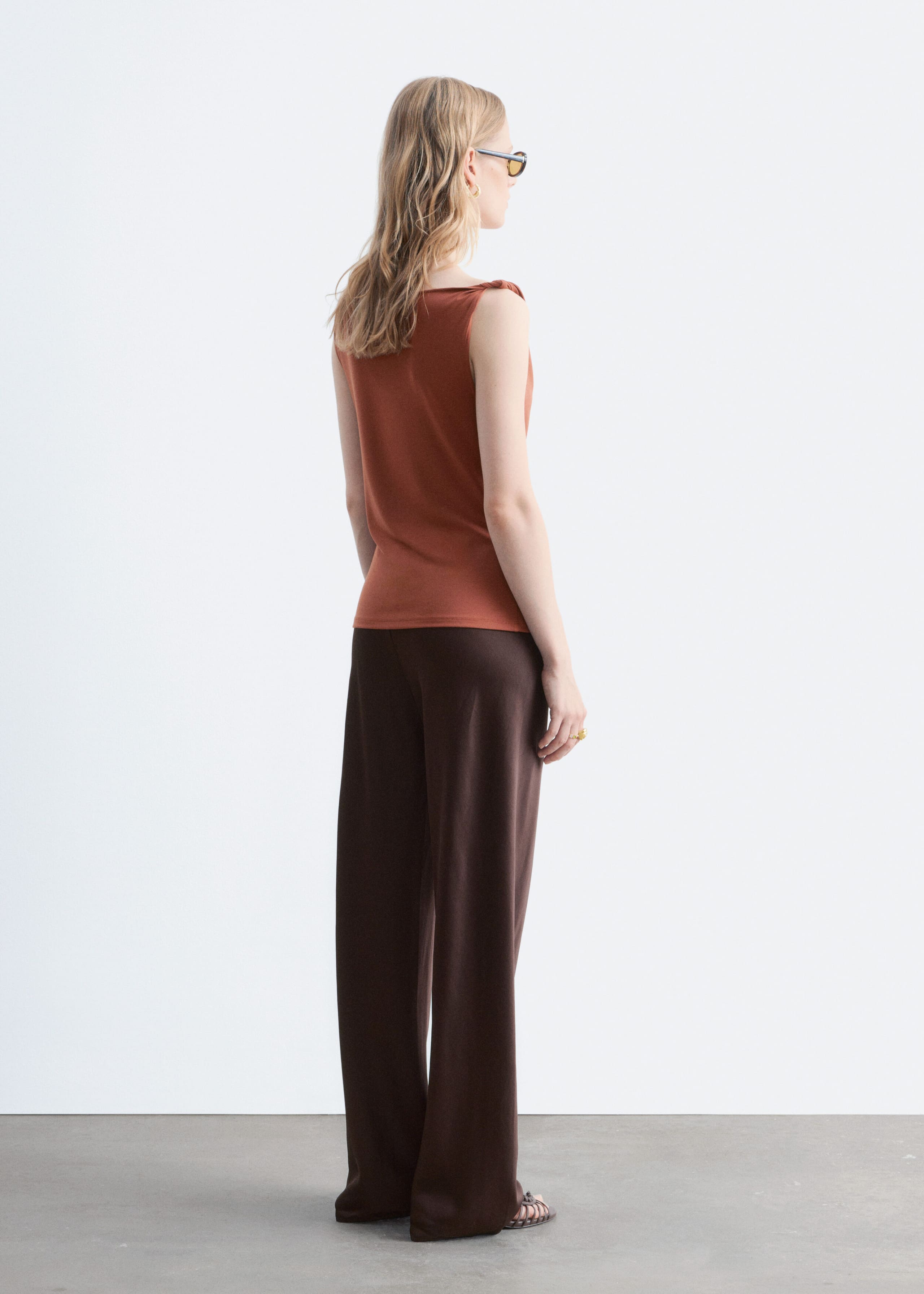 Twist-Shoulder Jersey Top - Light Blue - Lookbook